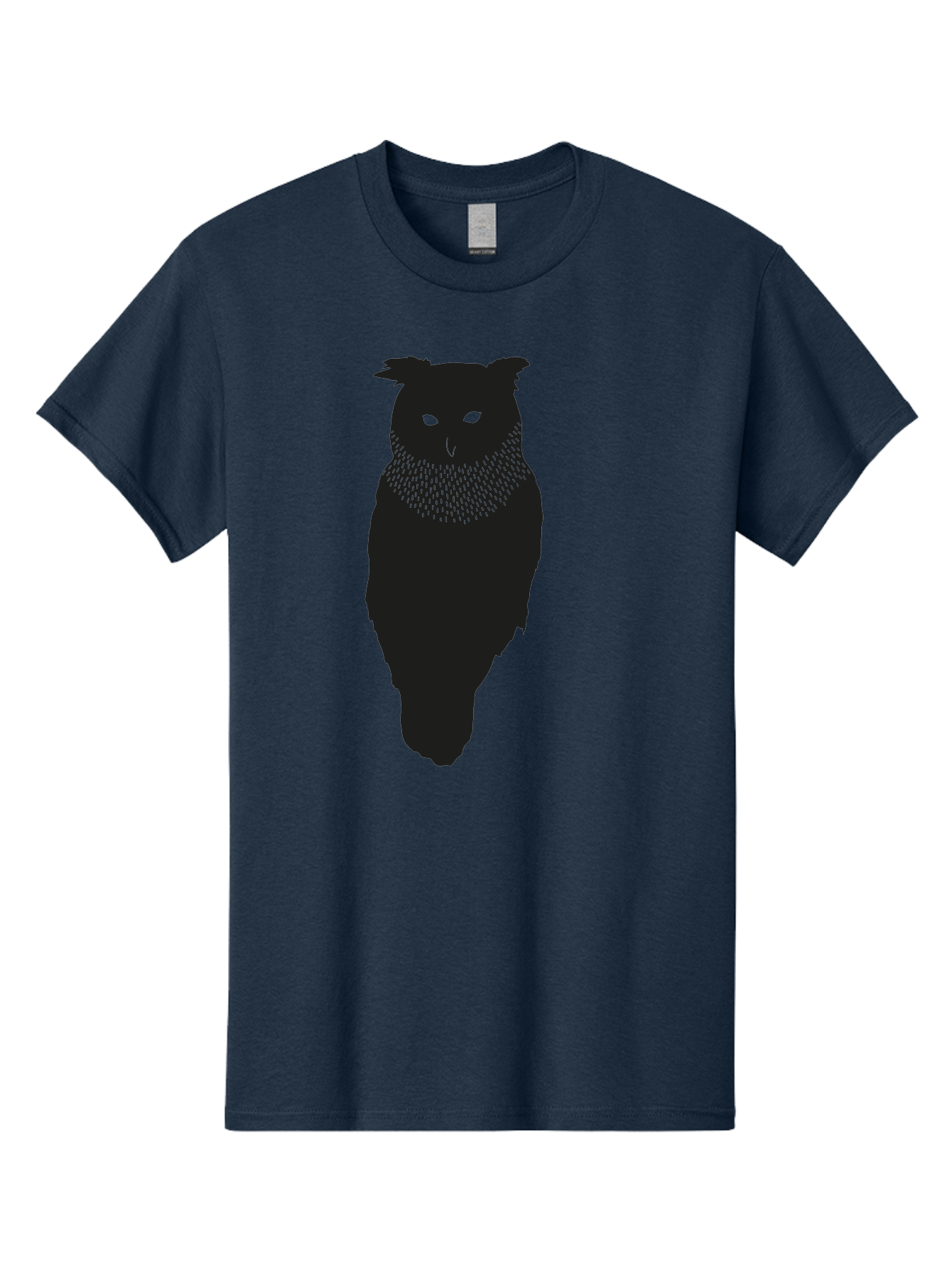 Owl-Silhouette Men'S Graphic Tee, 100% Cotton, Comfortable Casual Summer Wear, Machine Washable, Owl Silhouette, Black Owl, Glowing Eyes, Textured Feathers, Mysterious Animal, Nocturnal Bird, Wildlife Illustration, Symbolic Creature, Dark Art Aac224