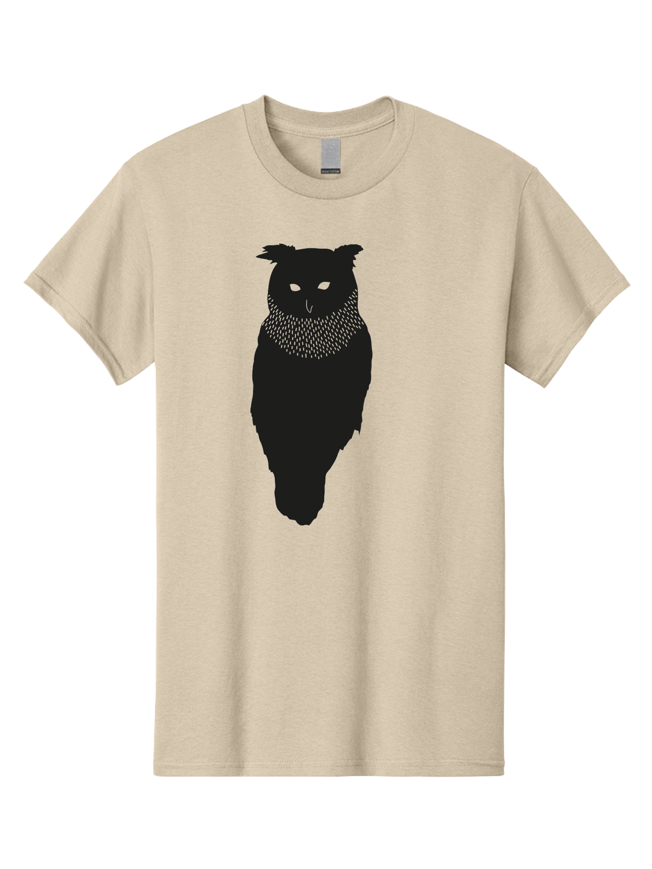 Owl-Silhouette Men'S Graphic Tee, 100% Cotton, Comfortable Casual Summer Wear, Machine Washable, Owl Silhouette, Black Owl, Glowing Eyes, Textured Feathers, Mysterious Animal, Nocturnal Bird, Wildlife Illustration, Symbolic Creature, Dark Art Aac224