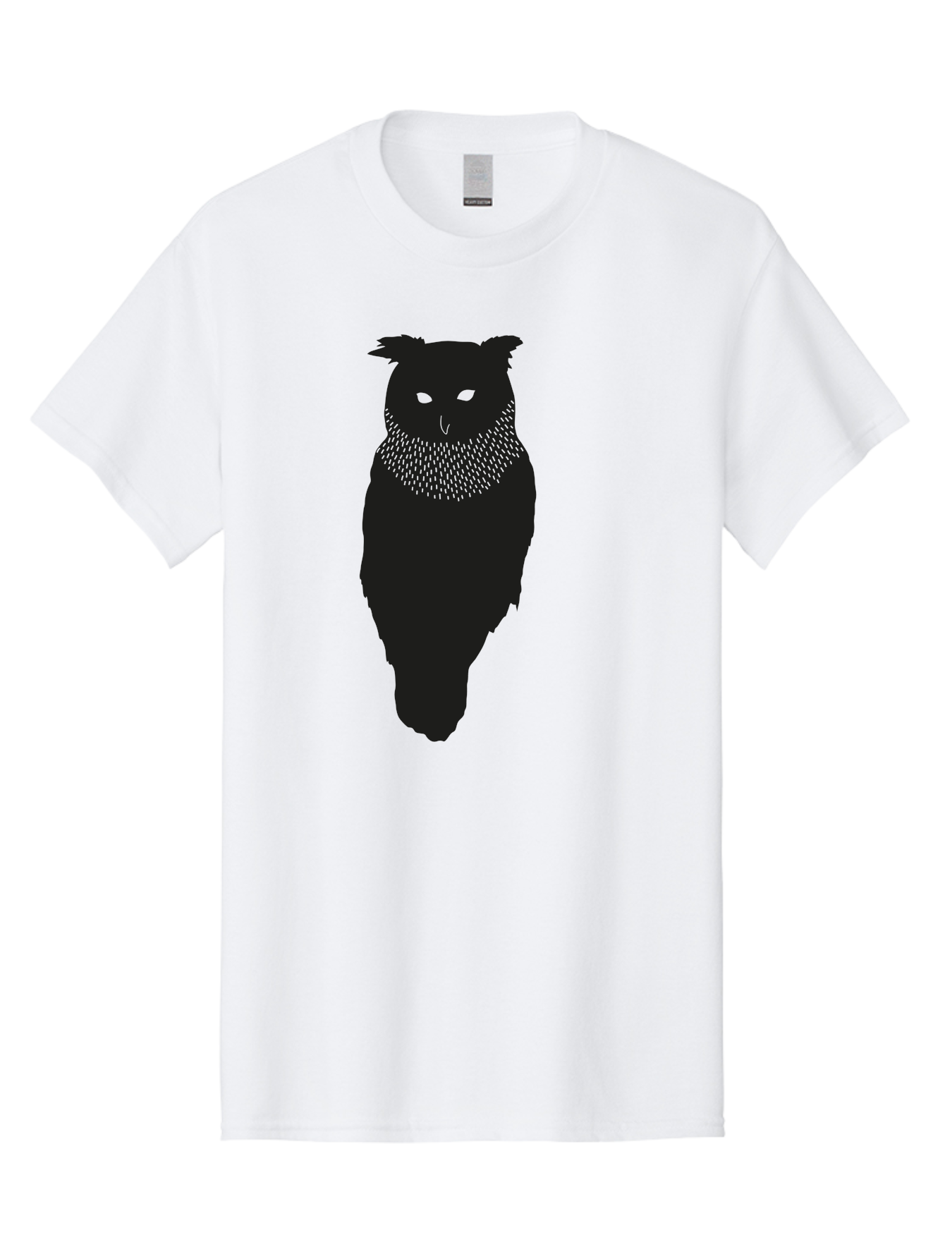 Owl-Silhouette Men'S Graphic Tee, 100% Cotton, Comfortable Casual Summer Wear, Machine Washable, Owl Silhouette, Black Owl, Glowing Eyes, Textured Feathers, Mysterious Animal, Nocturnal Bird, Wildlife Illustration, Symbolic Creature, Dark Art Aac224