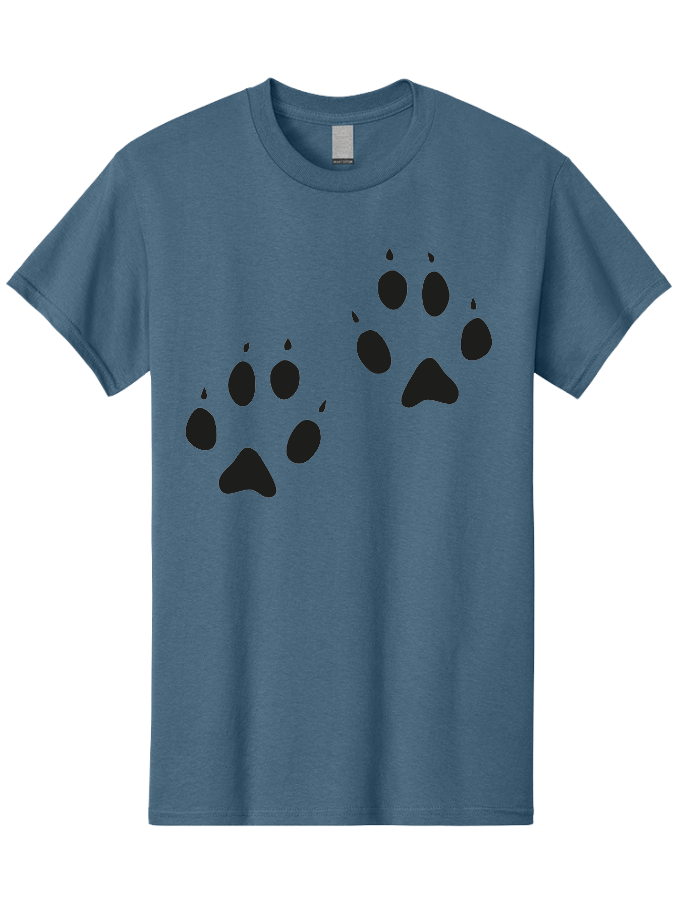 Paw-Prints Men'S Graphic Tee, 100% Cotton, Comfortable Casual Summer Wear, Machine Washable, Cat Paw Prints, Animal Tracks, Paw Print Design, Black Silhouettes, Simple Graphics, Vector Graphics, Pet Theme, Feline Footprints Aac225