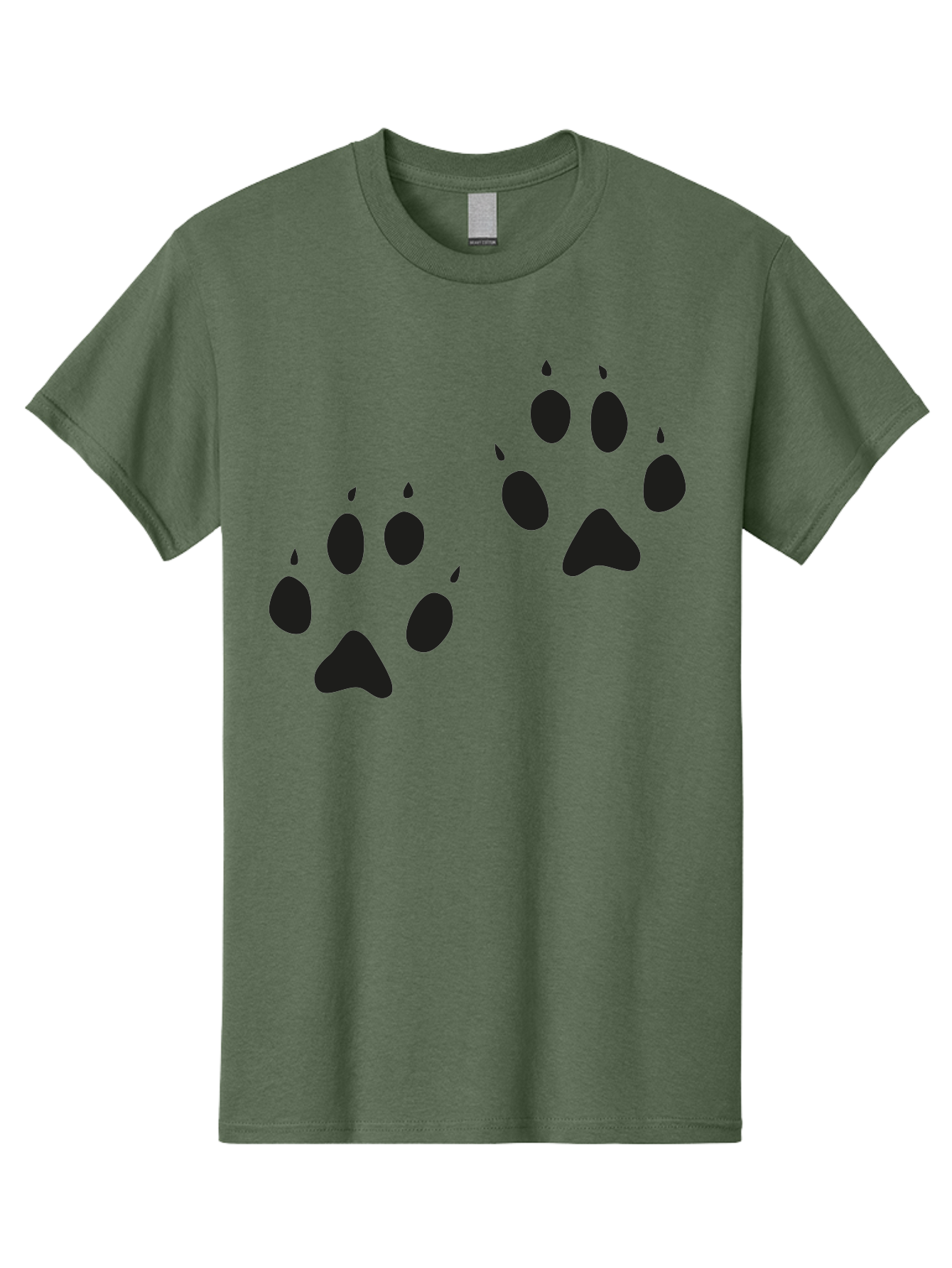 Paw-Prints Men'S Graphic Tee, 100% Cotton, Comfortable Casual Summer Wear, Machine Washable, Cat Paw Prints, Animal Tracks, Paw Print Design, Black Silhouettes, Simple Graphics, Vector Graphics, Pet Theme, Feline Footprints Aac225