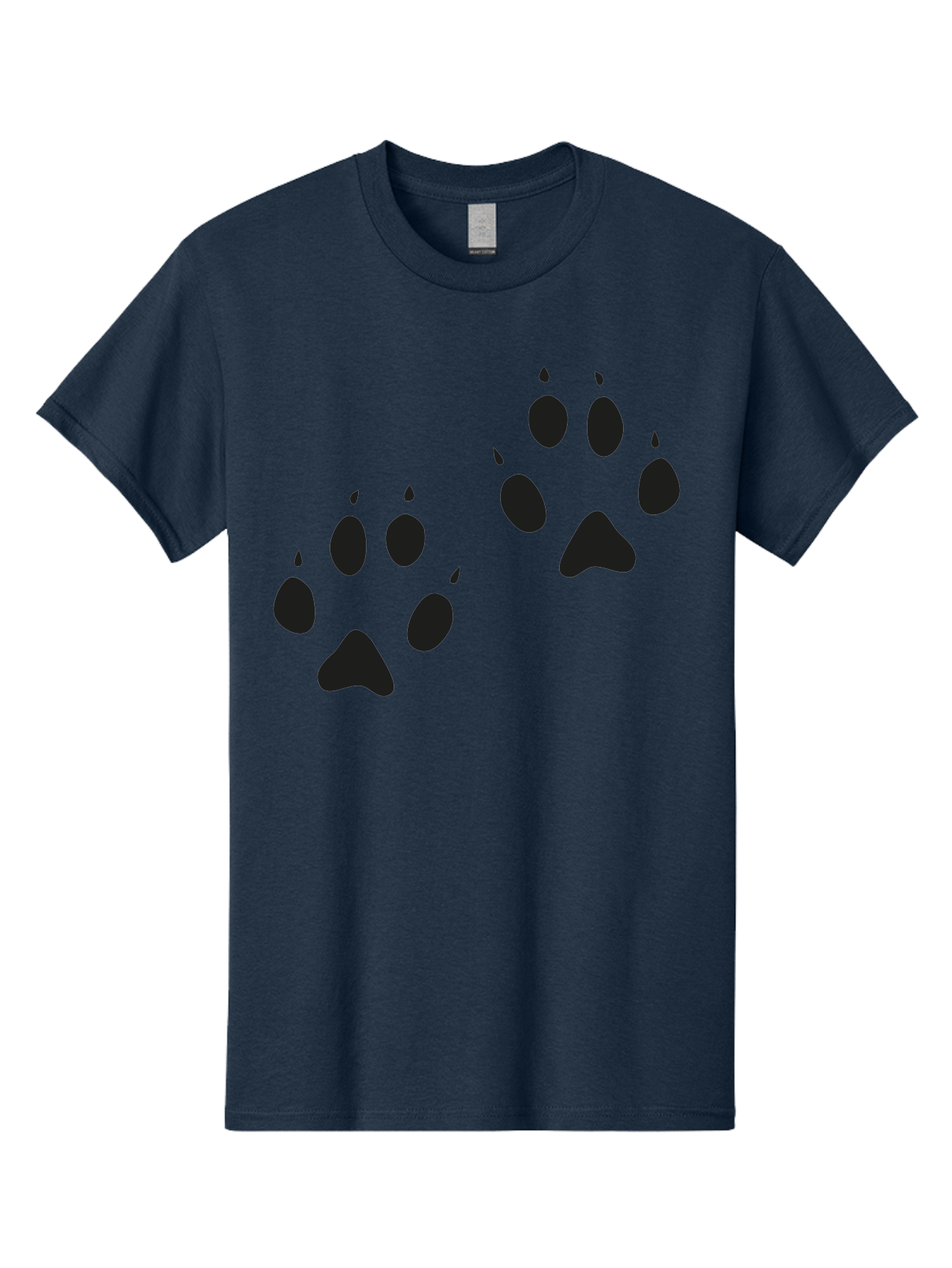 Paw-Prints Men'S Graphic Tee, 100% Cotton, Comfortable Casual Summer Wear, Machine Washable, Cat Paw Prints, Animal Tracks, Paw Print Design, Black Silhouettes, Simple Graphics, Vector Graphics, Pet Theme, Feline Footprints Aac225