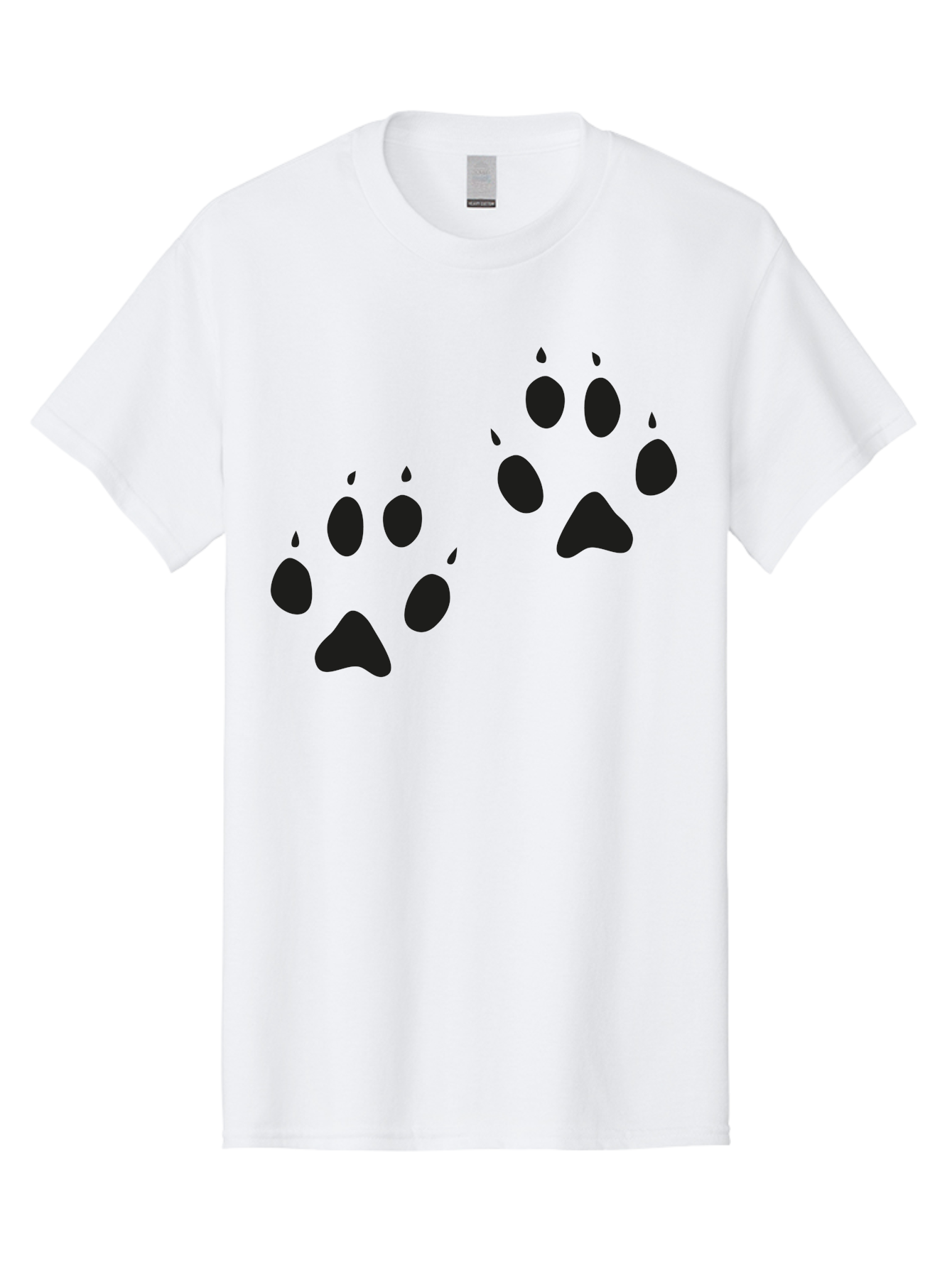 Paw-Prints Men'S Graphic Tee, 100% Cotton, Comfortable Casual Summer Wear, Machine Washable, Cat Paw Prints, Animal Tracks, Paw Print Design, Black Silhouettes, Simple Graphics, Vector Graphics, Pet Theme, Feline Footprints Aac225