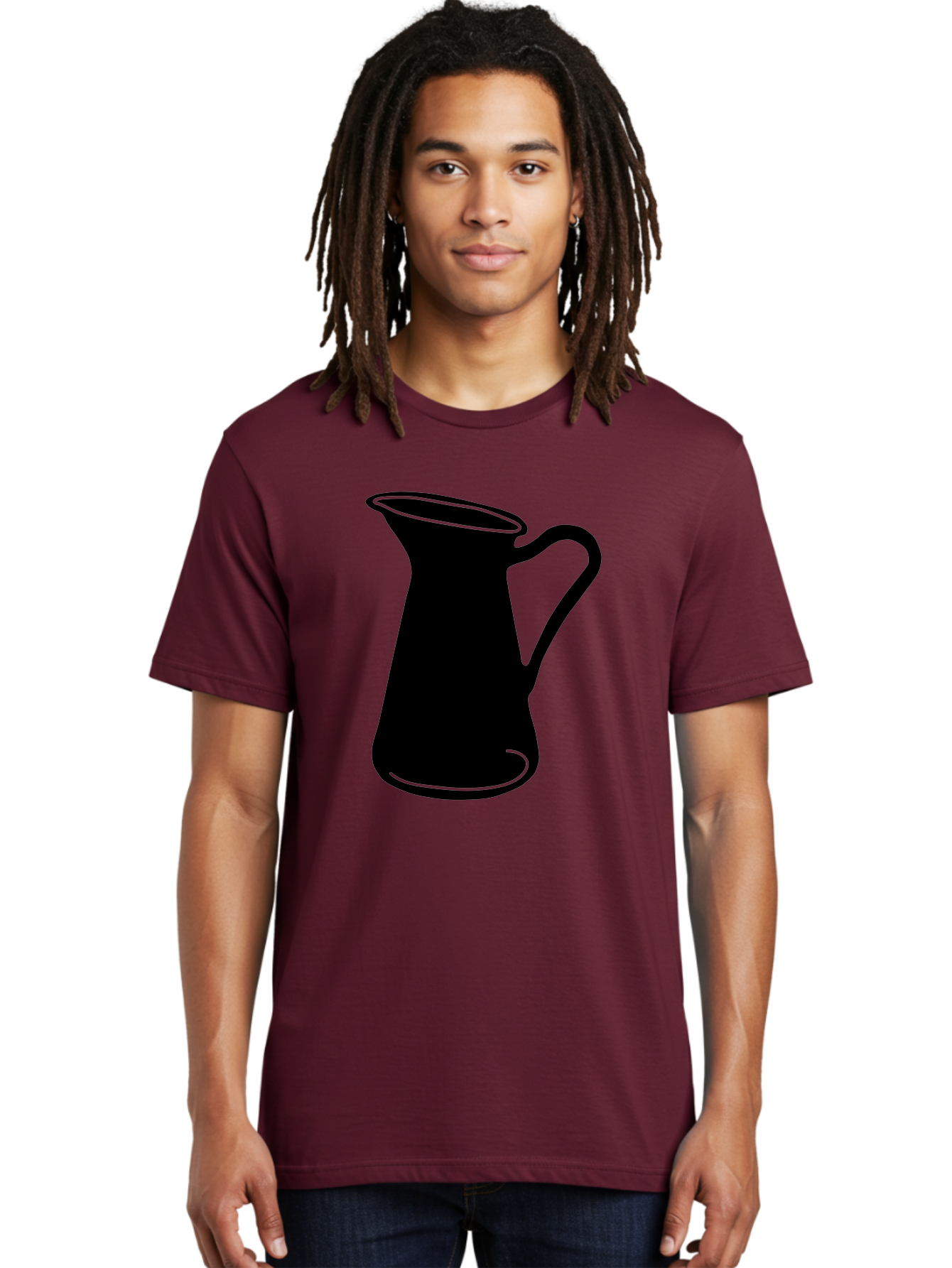 Pitcher Men'S Graphic Tee, 100% Cotton, Comfortable Casual Summer Wear, Machine Washable, Pitcher Silhouette, Minimalist Design, Coffee Pitcher, Jug, Single Handle, Simple Shape, Modern Illustration, Black And Green Aac226