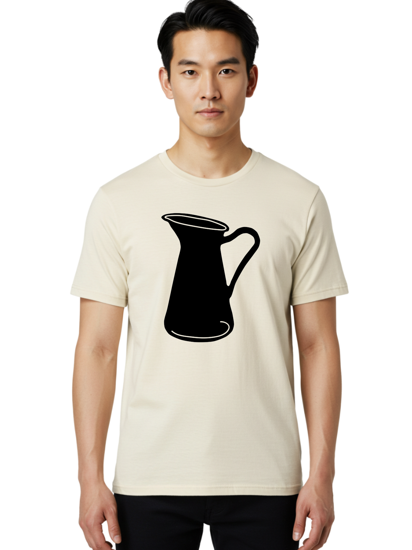 Pitcher Men'S Graphic Tee, 100% Cotton, Comfortable Casual Summer Wear, Machine Washable, Pitcher Silhouette, Minimalist Design, Coffee Pitcher, Jug, Single Handle, Simple Shape, Modern Illustration, Black And Green Aac226