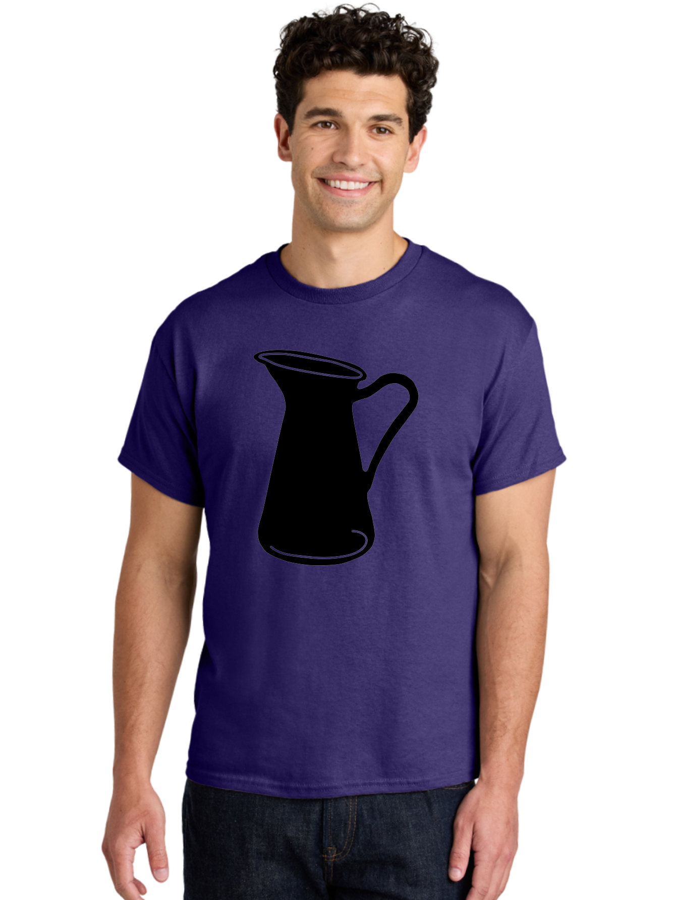 Pitcher Men'S Graphic Tee, 100% Cotton, Comfortable Casual Summer Wear, Machine Washable, Pitcher Silhouette, Minimalist Design, Coffee Pitcher, Jug, Single Handle, Simple Shape, Modern Illustration, Black And Green Aac226