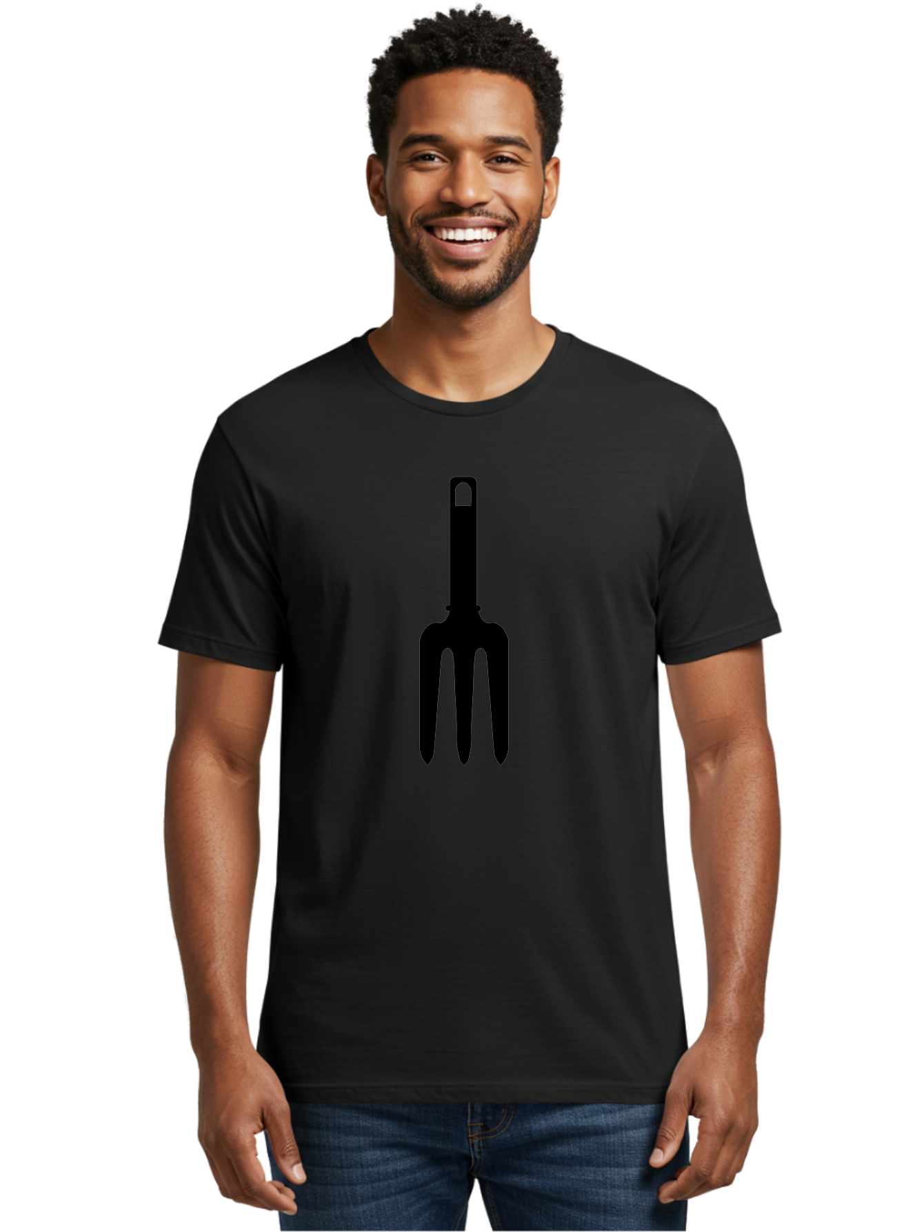 Pitchfork Men'S Graphic Tee, 100% Cotton, Comfortable Casual Summer Wear, Machine Washable, Pitchfork Silhouette, Black Pitchfork, Gardening Tool, Farm Equipment, Three-Pronged Fork, Rustic Icon, Agricultural Symbol, Simple Design, Aac227