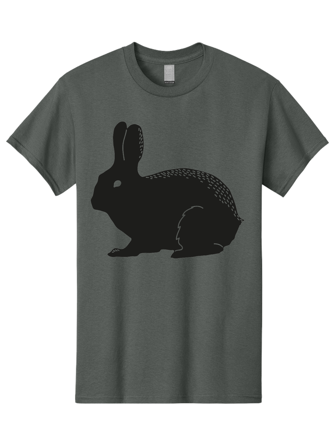 Rabbit-Silhouette Men'S Graphic Tee, 100% Cotton, Comfortable Casual Summer Wear, Machine Washable, Black Rabbit Silhouette, Rabbit Illustration, Cute Bunny, Animal Silhouette, Wildlife Art, Nature Design, Simple Graphics Aac230