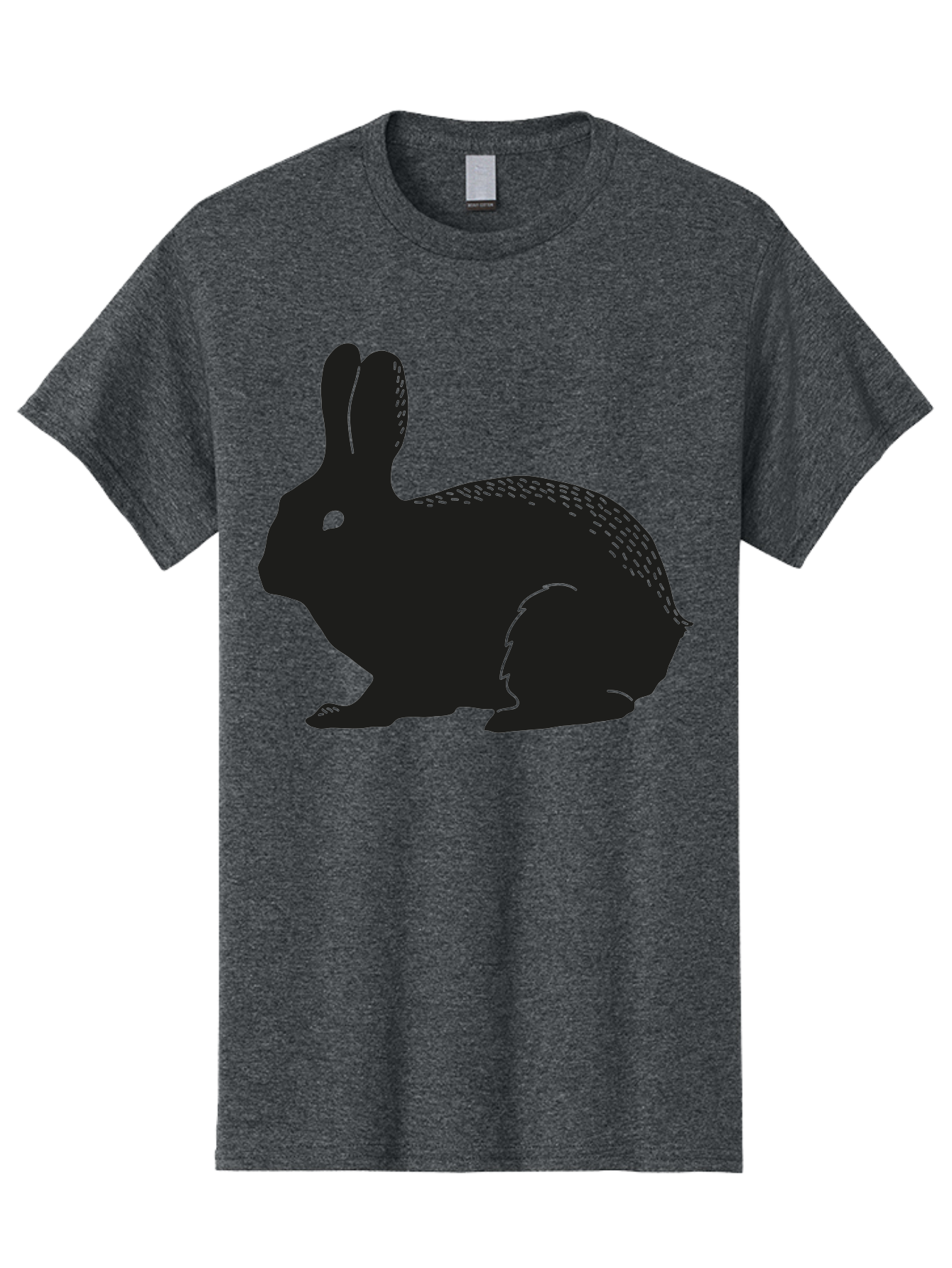 Rabbit-Silhouette Men'S Graphic Tee, 100% Cotton, Comfortable Casual Summer Wear, Machine Washable, Black Rabbit Silhouette, Rabbit Illustration, Cute Bunny, Animal Silhouette, Wildlife Art, Nature Design, Simple Graphics Aac230
