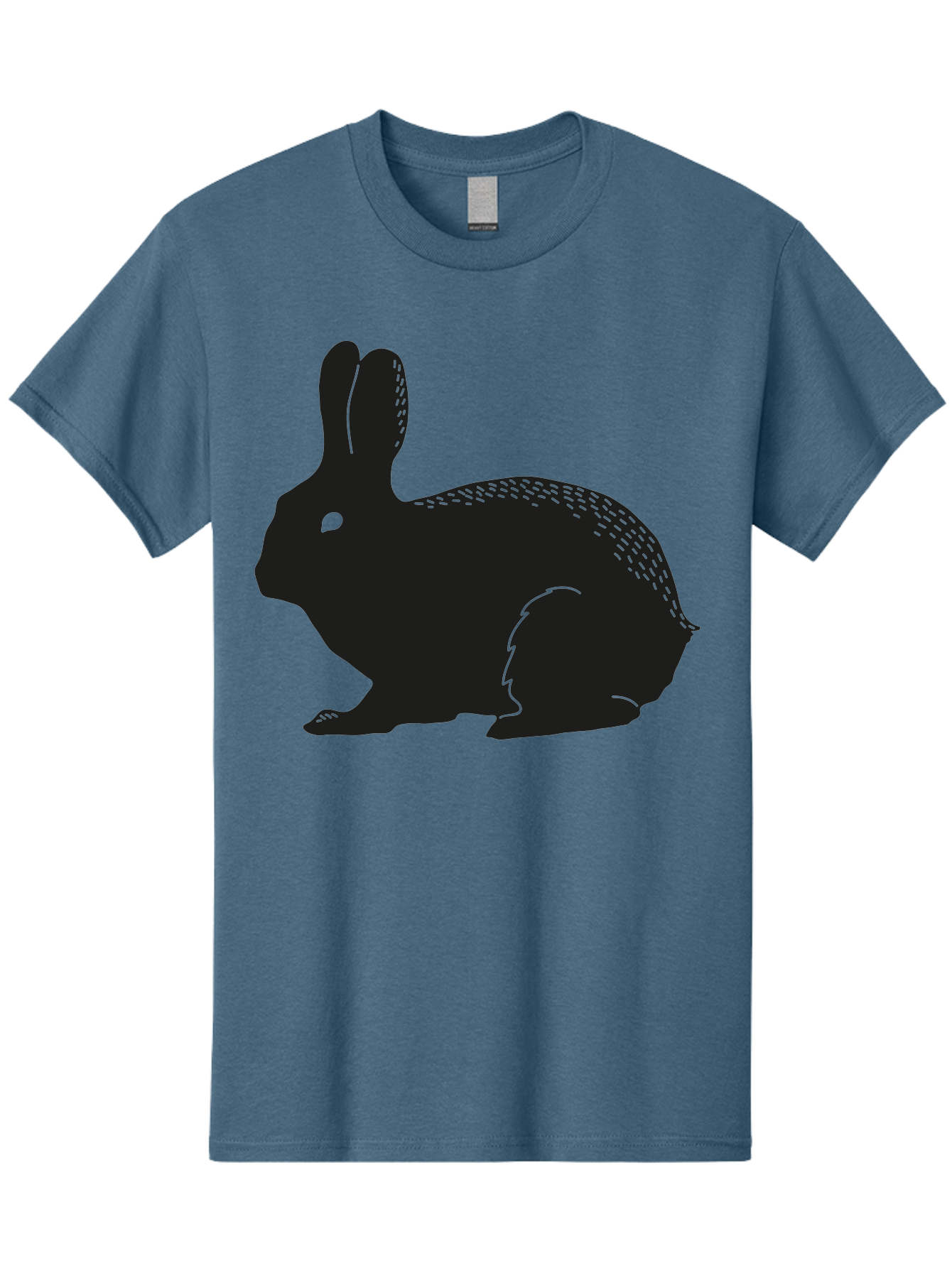 Rabbit-Silhouette Men'S Graphic Tee, 100% Cotton, Comfortable Casual Summer Wear, Machine Washable, Black Rabbit Silhouette, Rabbit Illustration, Cute Bunny, Animal Silhouette, Wildlife Art, Nature Design, Simple Graphics Aac230