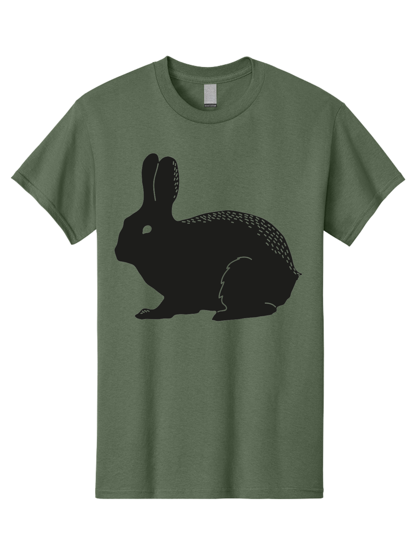 Rabbit-Silhouette Men'S Graphic Tee, 100% Cotton, Comfortable Casual Summer Wear, Machine Washable, Black Rabbit Silhouette, Rabbit Illustration, Cute Bunny, Animal Silhouette, Wildlife Art, Nature Design, Simple Graphics Aac230