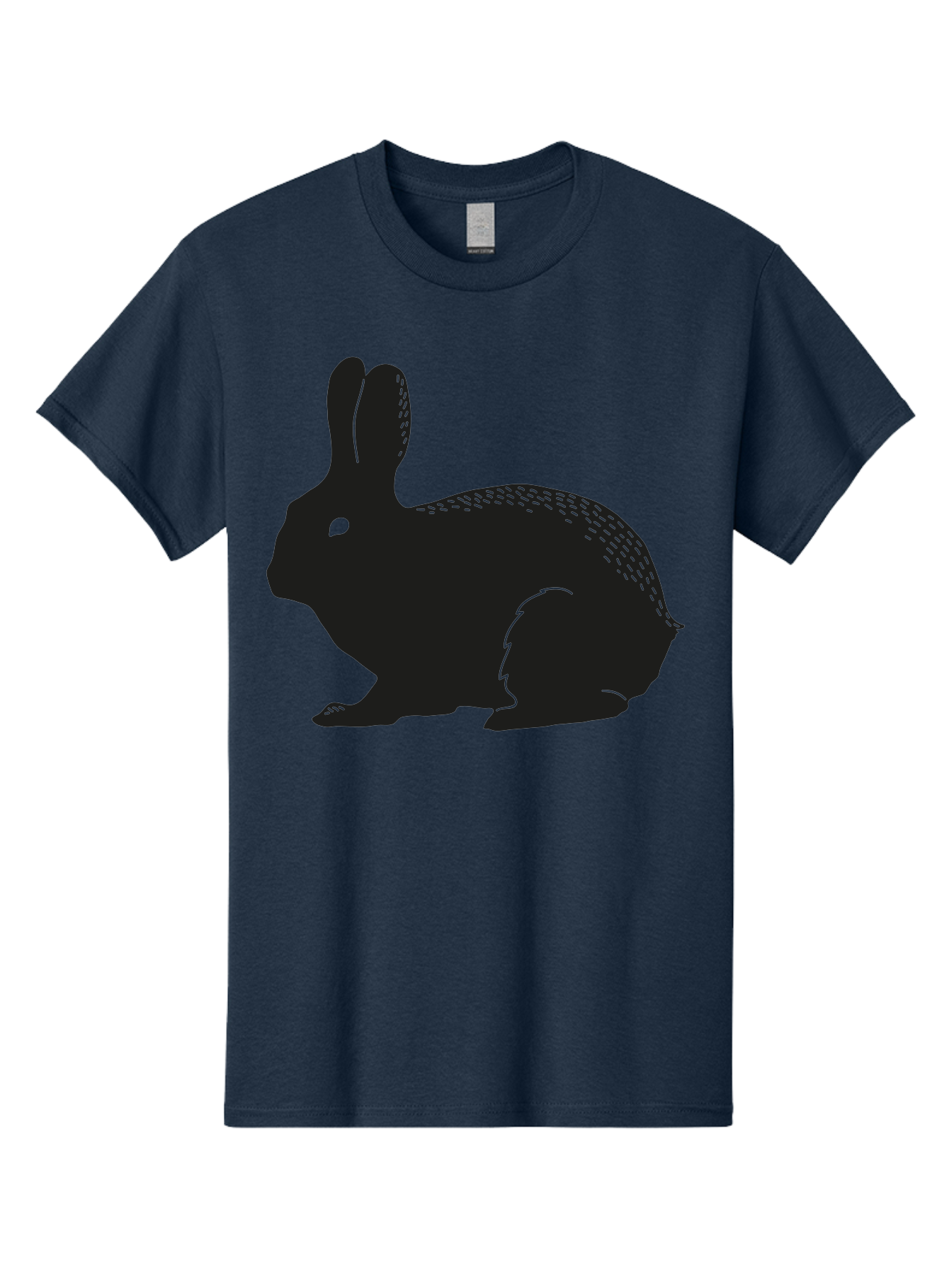 Rabbit-Silhouette Men'S Graphic Tee, 100% Cotton, Comfortable Casual Summer Wear, Machine Washable, Black Rabbit Silhouette, Rabbit Illustration, Cute Bunny, Animal Silhouette, Wildlife Art, Nature Design, Simple Graphics Aac230