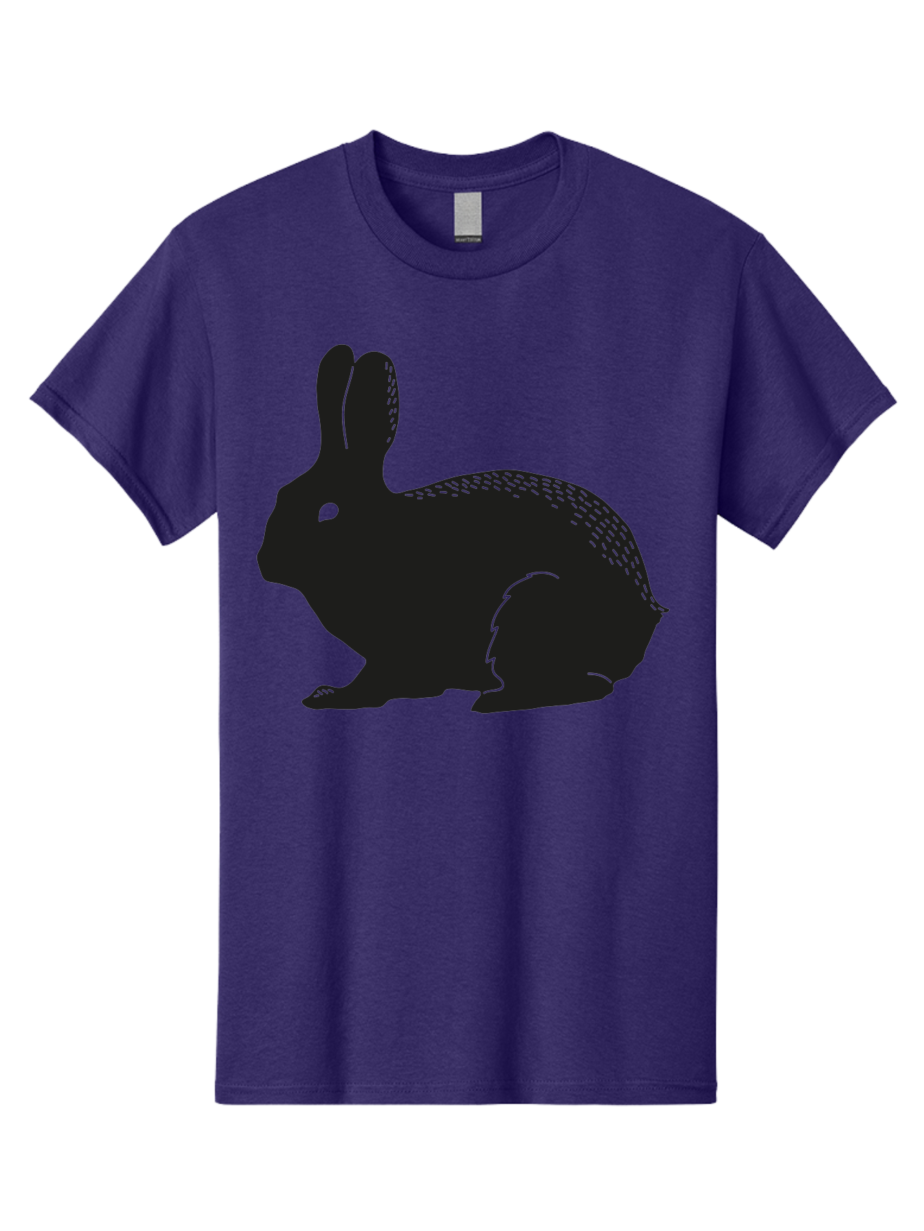 Rabbit-Silhouette Men'S Graphic Tee, 100% Cotton, Comfortable Casual Summer Wear, Machine Washable, Black Rabbit Silhouette, Rabbit Illustration, Cute Bunny, Animal Silhouette, Wildlife Art, Nature Design, Simple Graphics Aac230