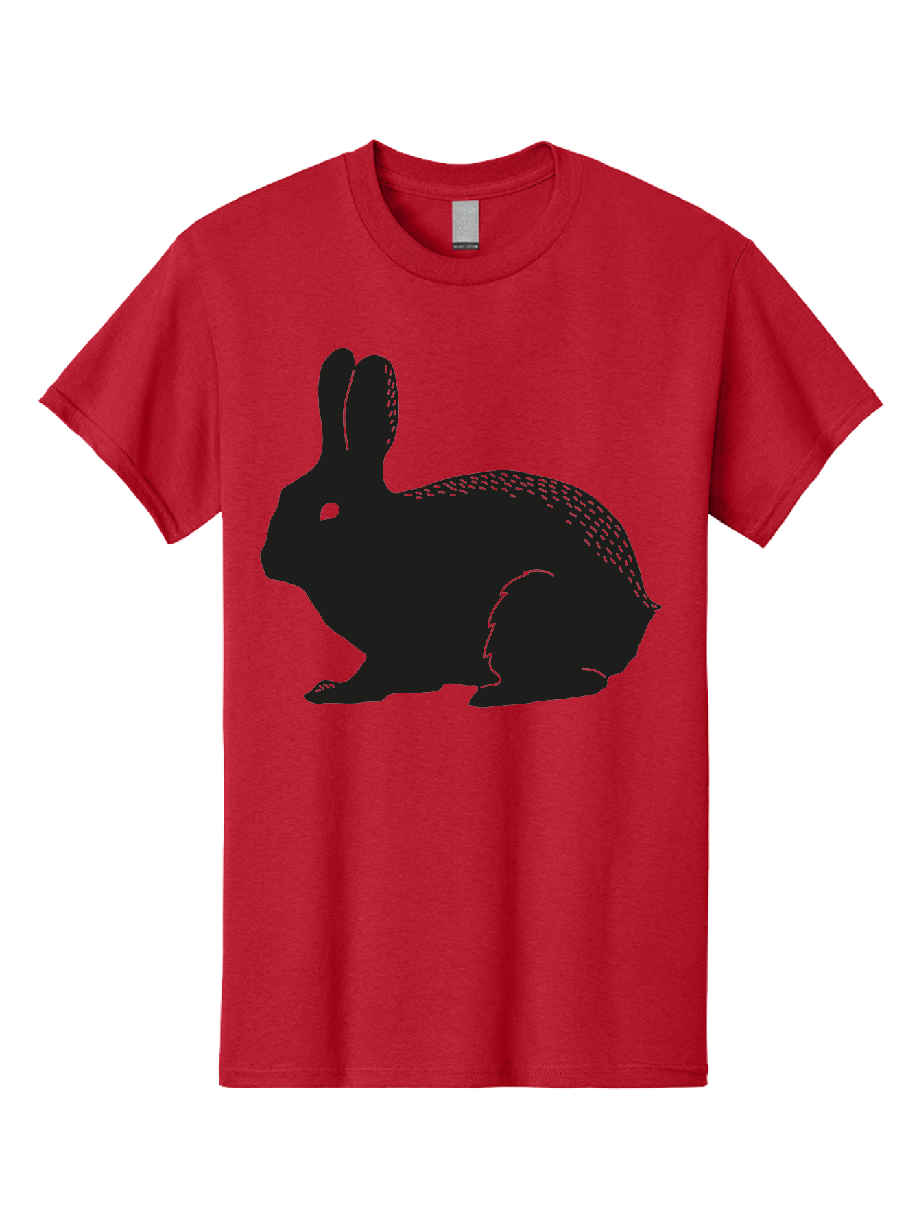 Rabbit-Silhouette Men'S Graphic Tee, 100% Cotton, Comfortable Casual Summer Wear, Machine Washable, Black Rabbit Silhouette, Rabbit Illustration, Cute Bunny, Animal Silhouette, Wildlife Art, Nature Design, Simple Graphics Aac230
