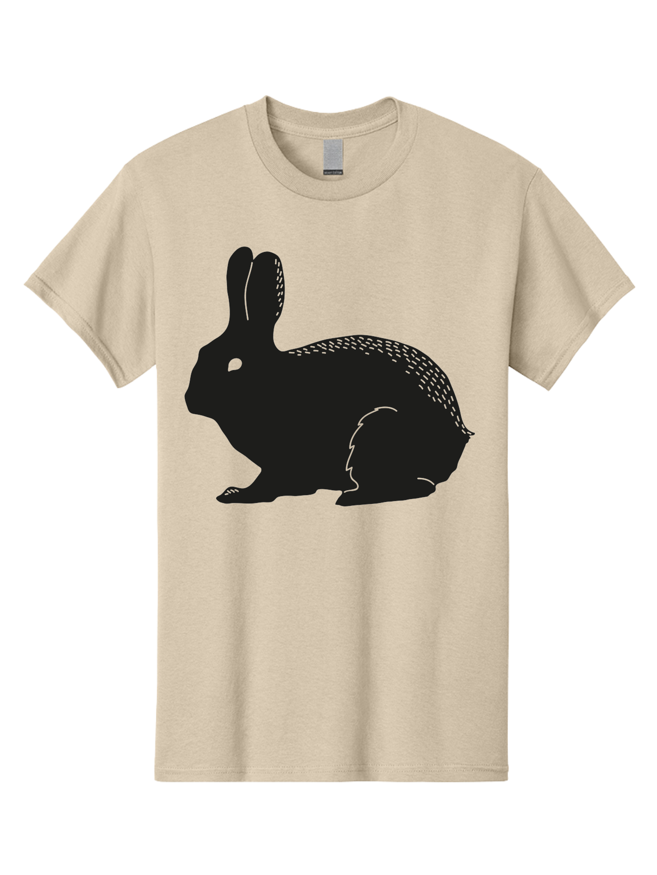 Rabbit-Silhouette Men'S Graphic Tee, 100% Cotton, Comfortable Casual Summer Wear, Machine Washable, Black Rabbit Silhouette, Rabbit Illustration, Cute Bunny, Animal Silhouette, Wildlife Art, Nature Design, Simple Graphics Aac230