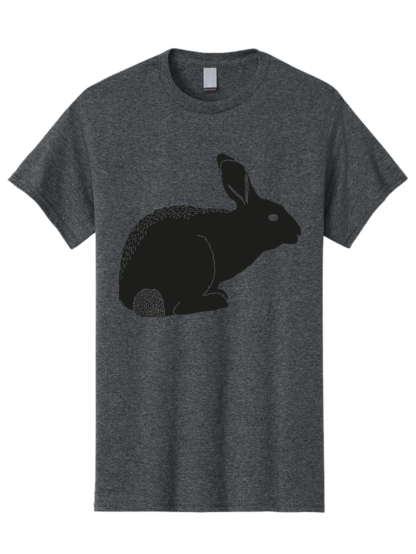 Rabbit Men'S Graphic Tee, 100% Cotton, Comfortable Casual Summer Wear, Machine Washable, Rabbit Silhouette, Simple Illustration, Black Rabbit, Cute Bunny, Side Profile, Cartoon Style, Minimal Design, Easter Symbol, Rabbit Graphics Aac231