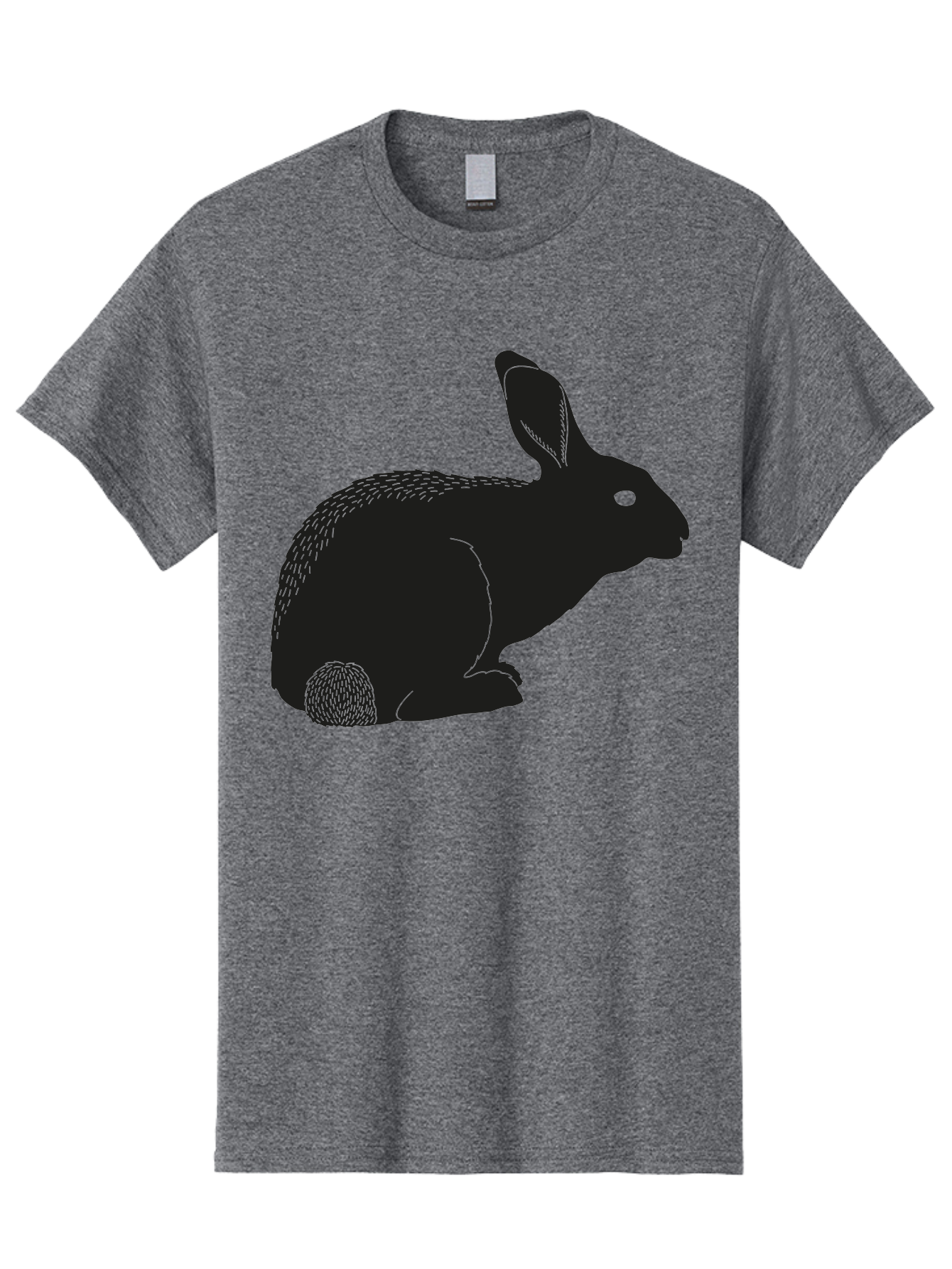 Rabbit Men'S Graphic Tee, 100% Cotton, Comfortable Casual Summer Wear, Machine Washable, Rabbit Silhouette, Simple Illustration, Black Rabbit, Cute Bunny, Side Profile, Cartoon Style, Minimal Design, Easter Symbol, Rabbit Graphics Aac231