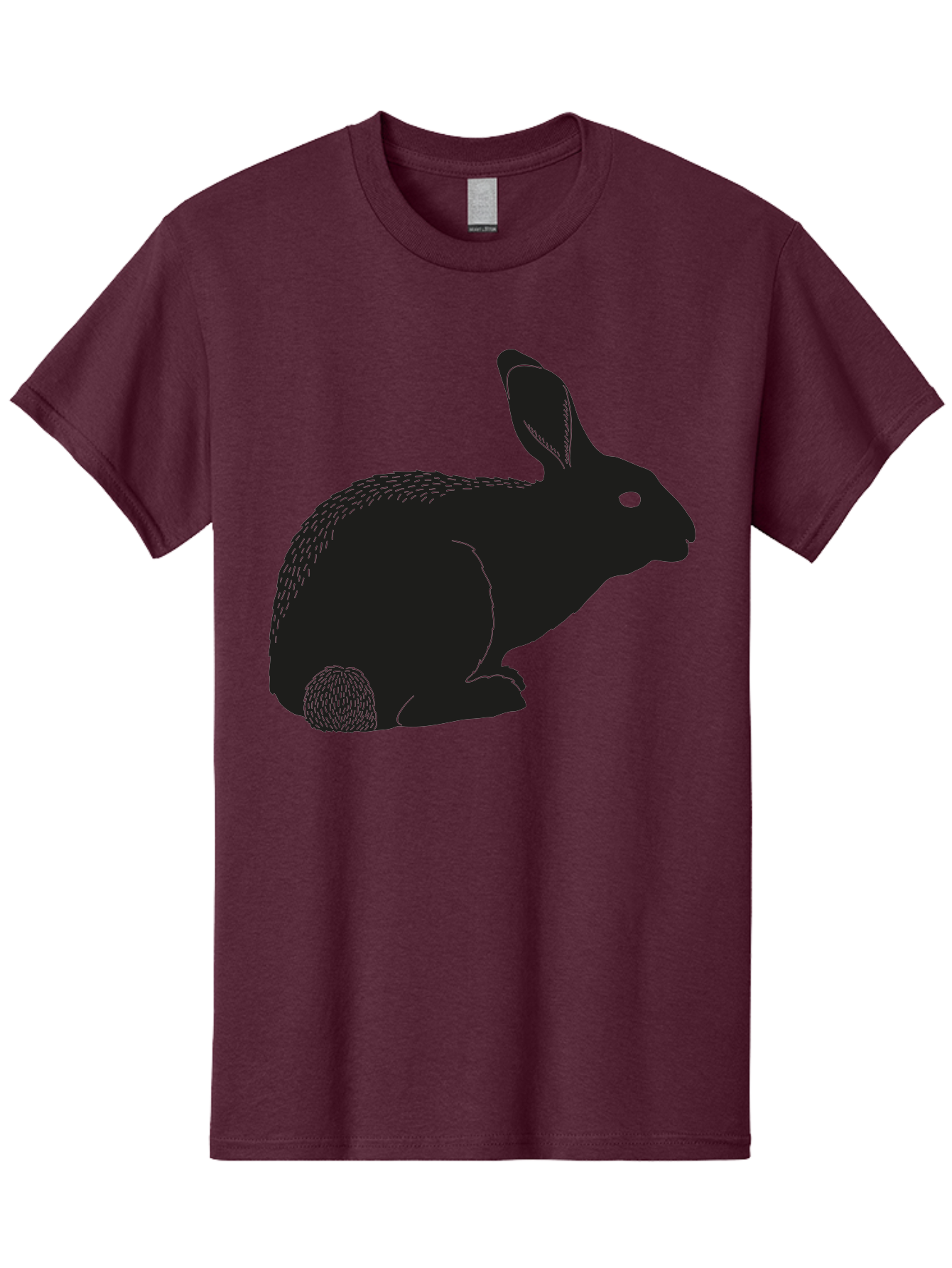 Rabbit Men'S Graphic Tee, 100% Cotton, Comfortable Casual Summer Wear, Machine Washable, Rabbit Silhouette, Simple Illustration, Black Rabbit, Cute Bunny, Side Profile, Cartoon Style, Minimal Design, Easter Symbol, Rabbit Graphics Aac231