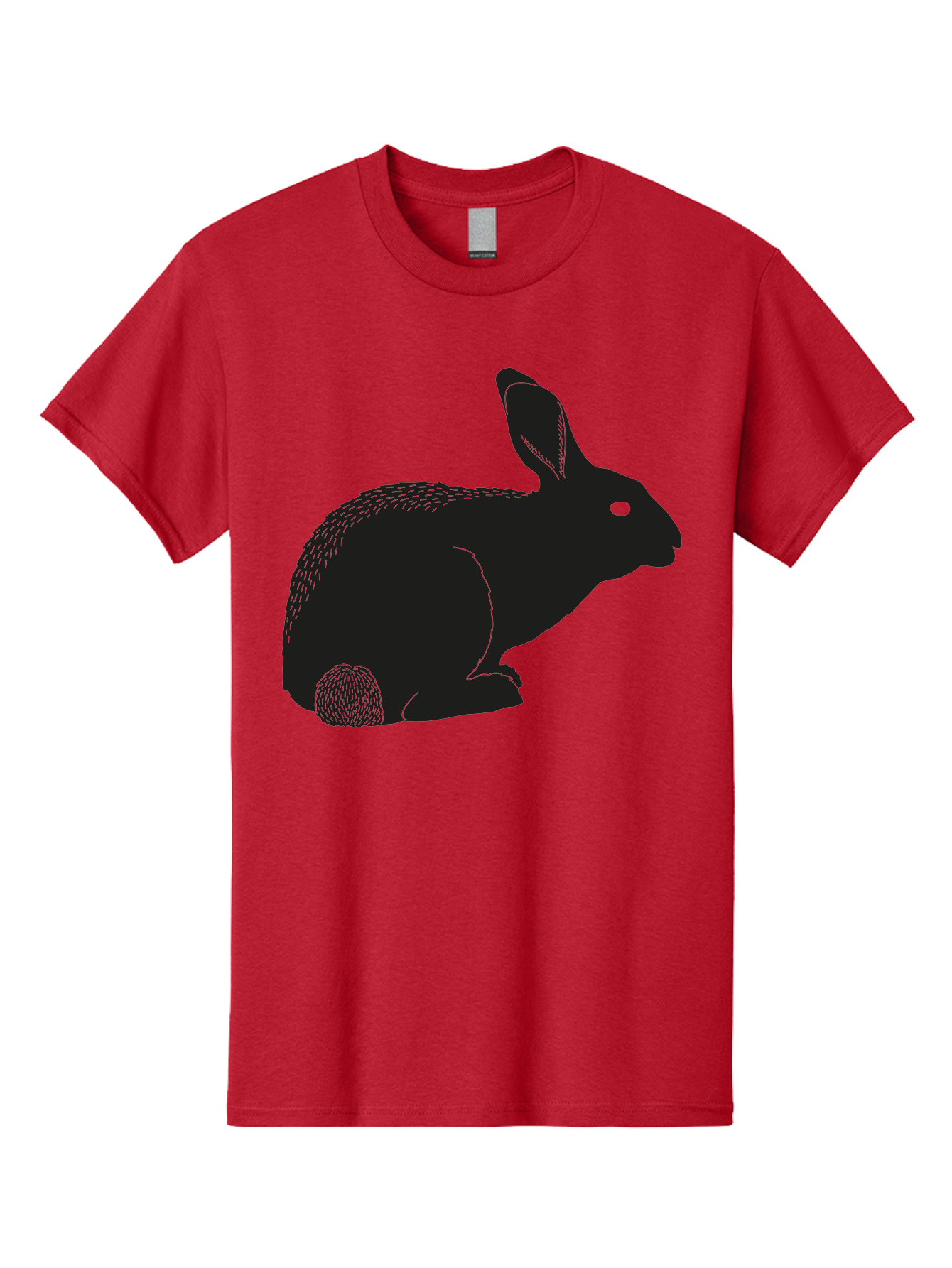 Rabbit Men'S Graphic Tee, 100% Cotton, Comfortable Casual Summer Wear, Machine Washable, Rabbit Silhouette, Simple Illustration, Black Rabbit, Cute Bunny, Side Profile, Cartoon Style, Minimal Design, Easter Symbol, Rabbit Graphics Aac231