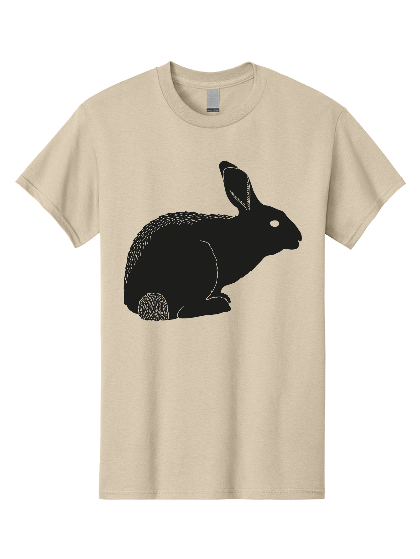 Rabbit Men'S Graphic Tee, 100% Cotton, Comfortable Casual Summer Wear, Machine Washable, Rabbit Silhouette, Simple Illustration, Black Rabbit, Cute Bunny, Side Profile, Cartoon Style, Minimal Design, Easter Symbol, Rabbit Graphics Aac231