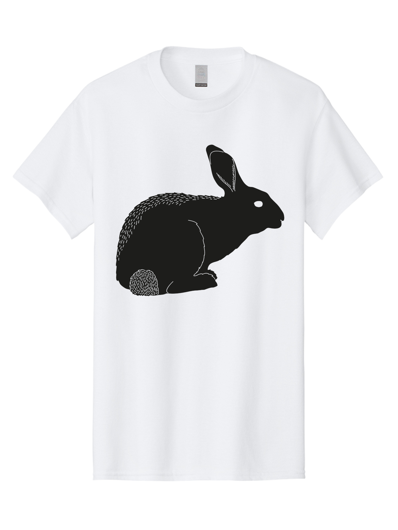 Rabbit Men'S Graphic Tee, 100% Cotton, Comfortable Casual Summer Wear, Machine Washable, Rabbit Silhouette, Simple Illustration, Black Rabbit, Cute Bunny, Side Profile, Cartoon Style, Minimal Design, Easter Symbol, Rabbit Graphics Aac231