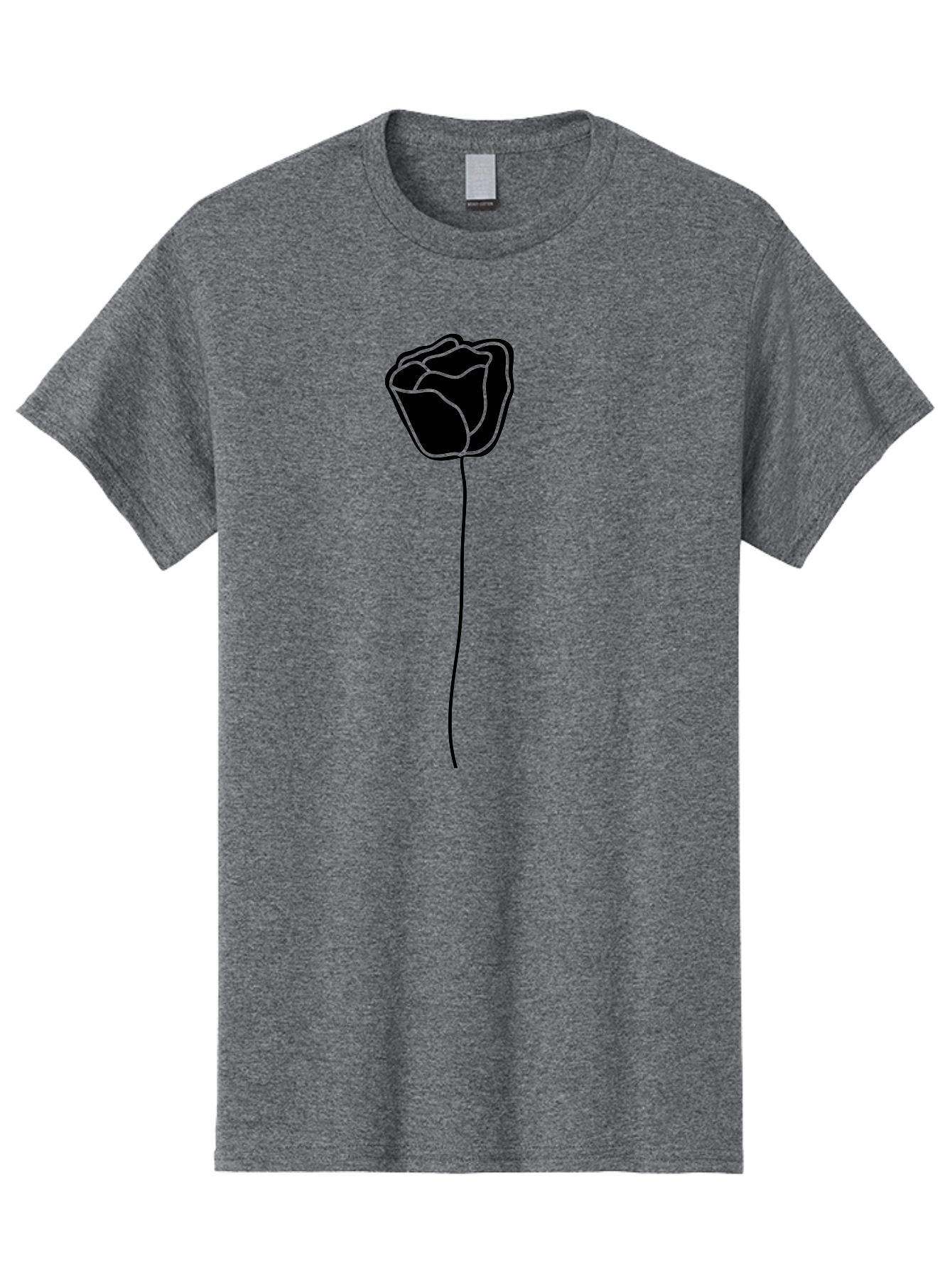 Rose-Illustration Men'S Graphic Tee, 100% Cotton, Comfortable Casual Summer Wear, Machine Washable, Black Rose Silhouette, Simple Line Art, Minimalist Design, Elegant Flower, Symbolic Rose, Modern Illustration, Bold Graphics Aac232