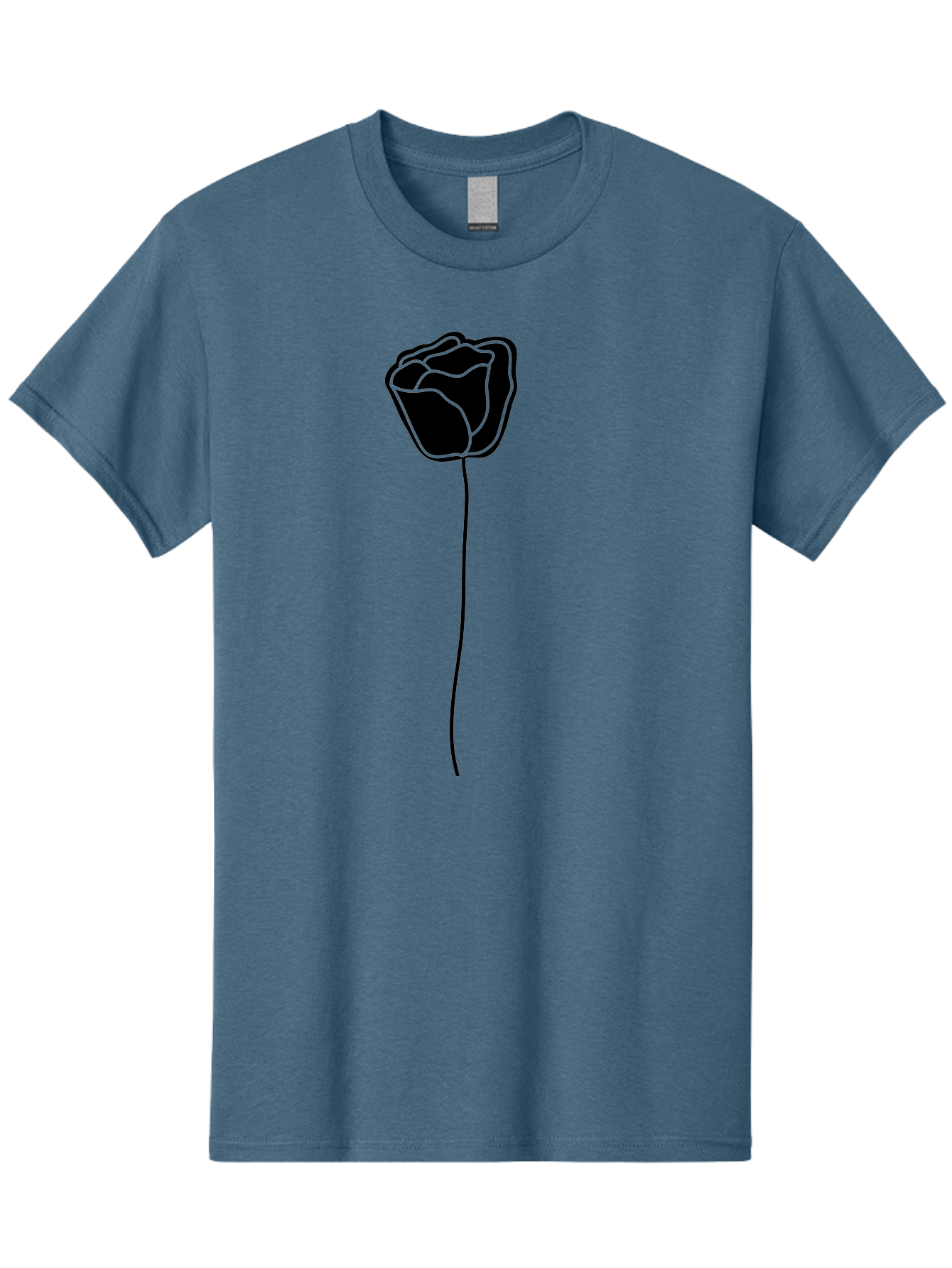 Rose-Illustration Men'S Graphic Tee, 100% Cotton, Comfortable Casual Summer Wear, Machine Washable, Black Rose Silhouette, Simple Line Art, Minimalist Design, Elegant Flower, Symbolic Rose, Modern Illustration, Bold Graphics Aac232