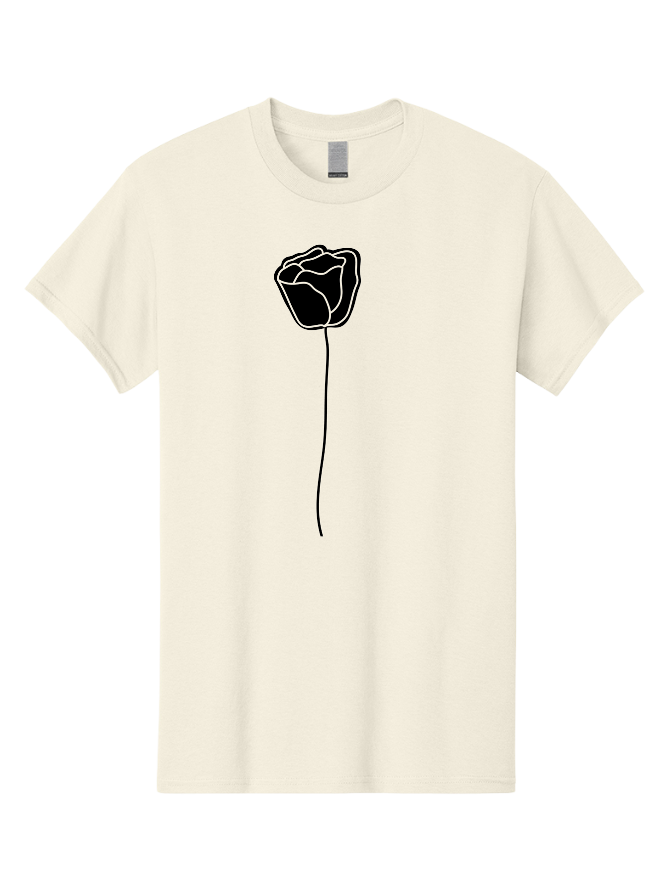 Rose-Illustration Men'S Graphic Tee, 100% Cotton, Comfortable Casual Summer Wear, Machine Washable, Black Rose Silhouette, Simple Line Art, Minimalist Design, Elegant Flower, Symbolic Rose, Modern Illustration, Bold Graphics Aac232