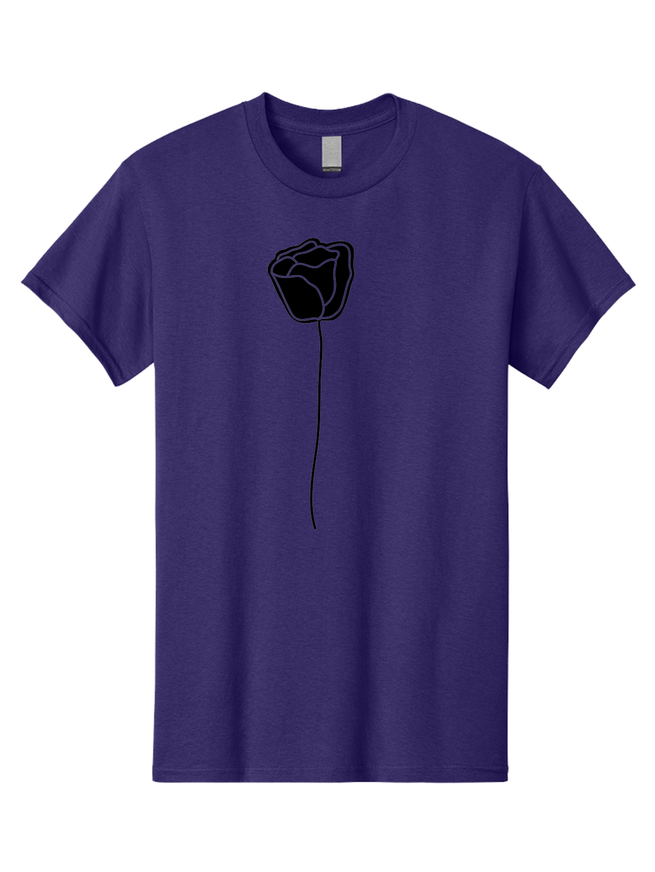 Rose-Illustration Men'S Graphic Tee, 100% Cotton, Comfortable Casual Summer Wear, Machine Washable, Black Rose Silhouette, Simple Line Art, Minimalist Design, Elegant Flower, Symbolic Rose, Modern Illustration, Bold Graphics Aac232
