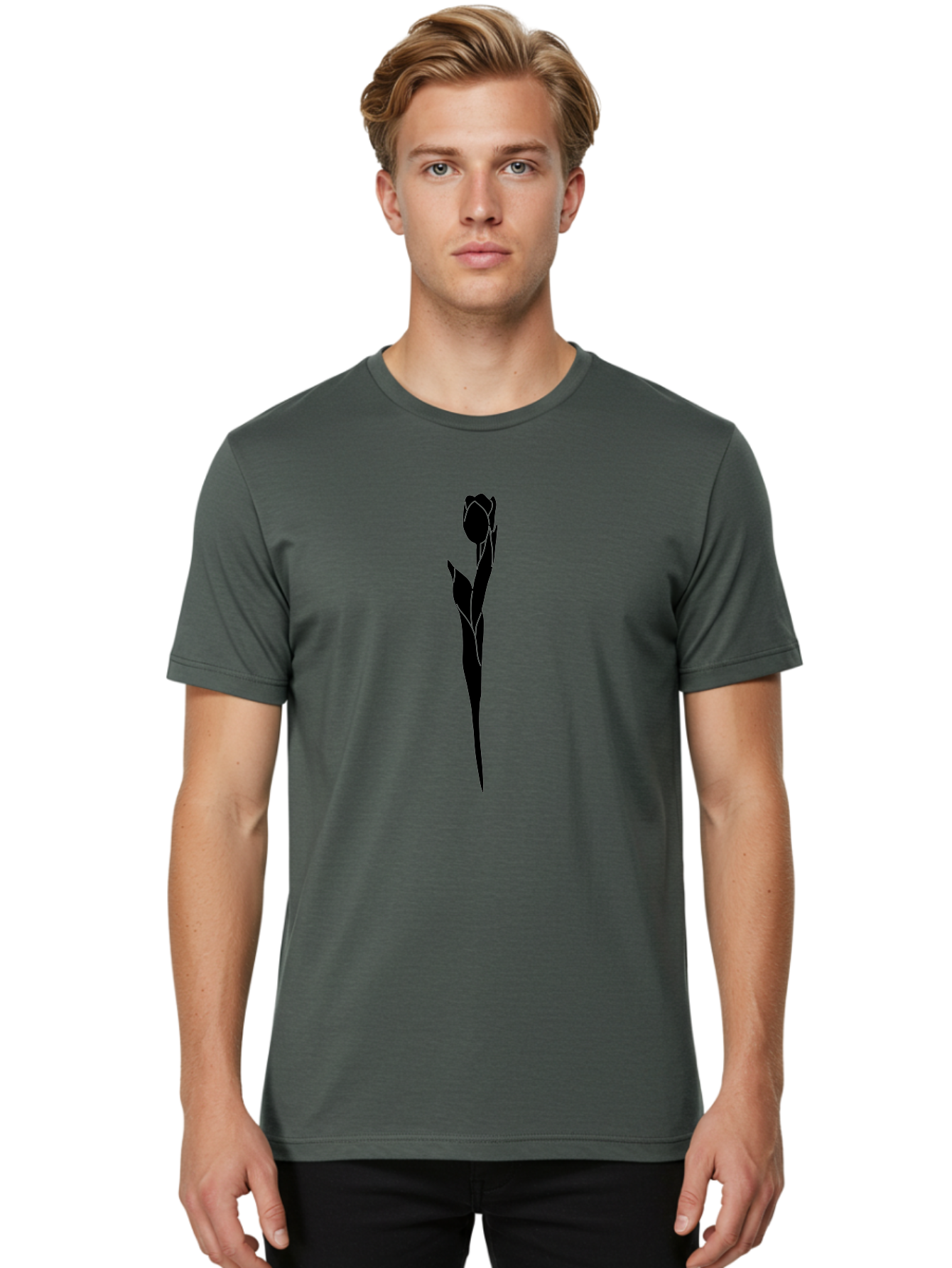 Rose-Silhouette-1 Men'S Graphic Tee, 100% Cotton, Comfortable Casual Summer Wear, Machine Washable, Rose Silhouette, Minimalist Design, Simple Graphics, Floral Illustration, Elegant Style, Modern Artwork, Vector Graphics Aac233
