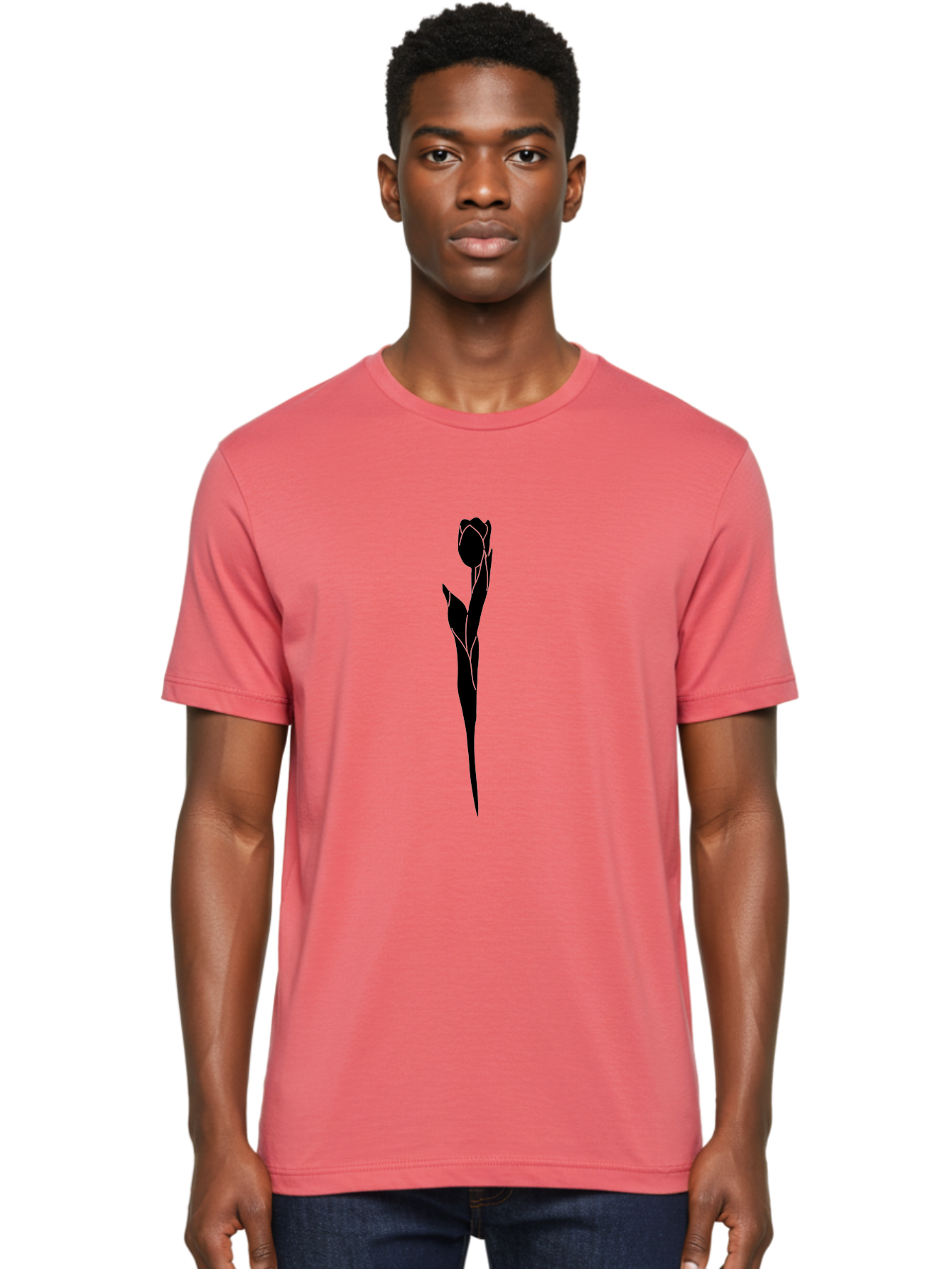 Rose-Silhouette-1 Men'S Graphic Tee, 100% Cotton, Comfortable Casual Summer Wear, Machine Washable, Rose Silhouette, Minimalist Design, Simple Graphics, Floral Illustration, Elegant Style, Modern Artwork, Vector Graphics Aac233