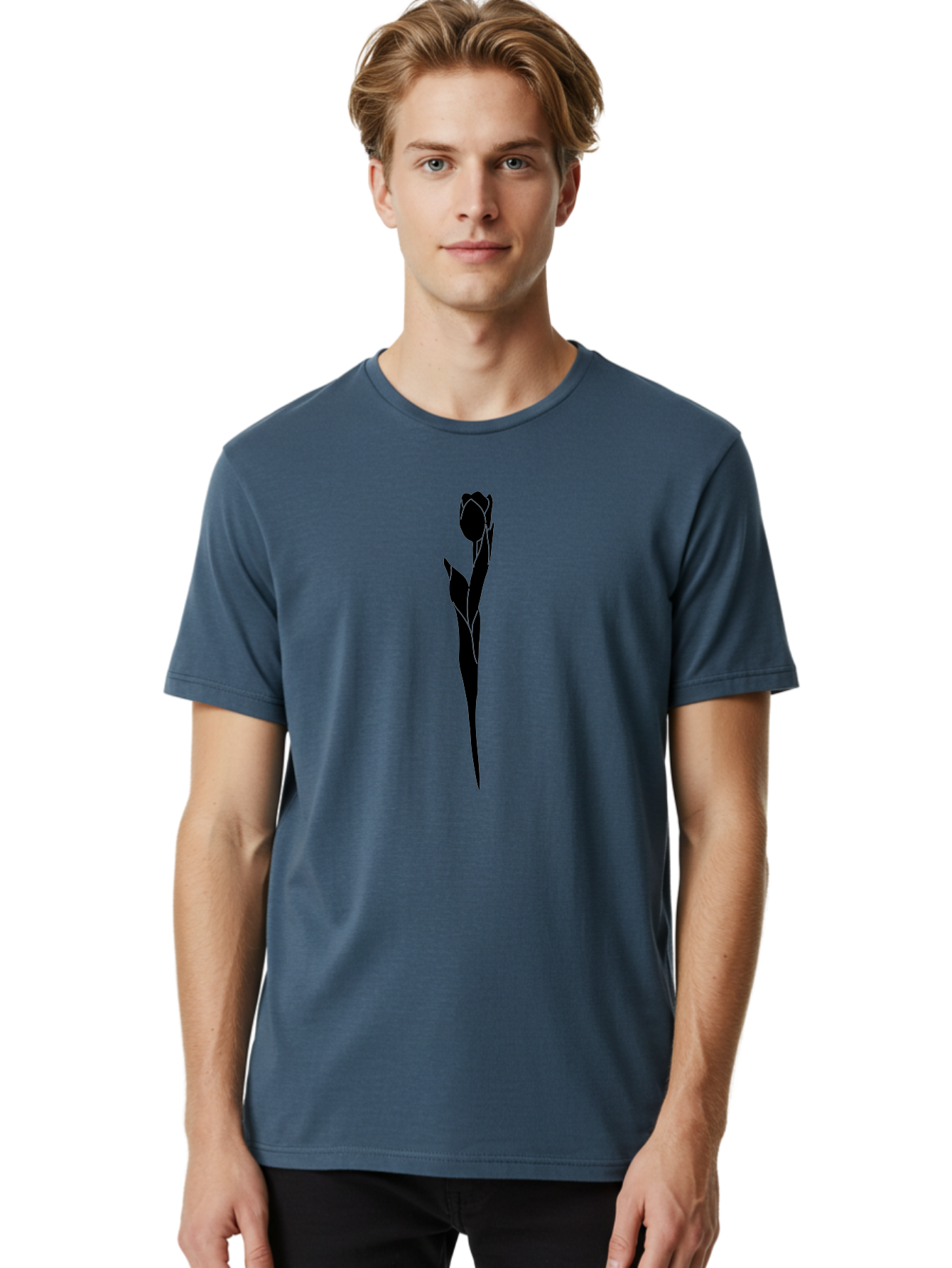 Rose-Silhouette-1 Men'S Graphic Tee, 100% Cotton, Comfortable Casual Summer Wear, Machine Washable, Rose Silhouette, Minimalist Design, Simple Graphics, Floral Illustration, Elegant Style, Modern Artwork, Vector Graphics Aac233