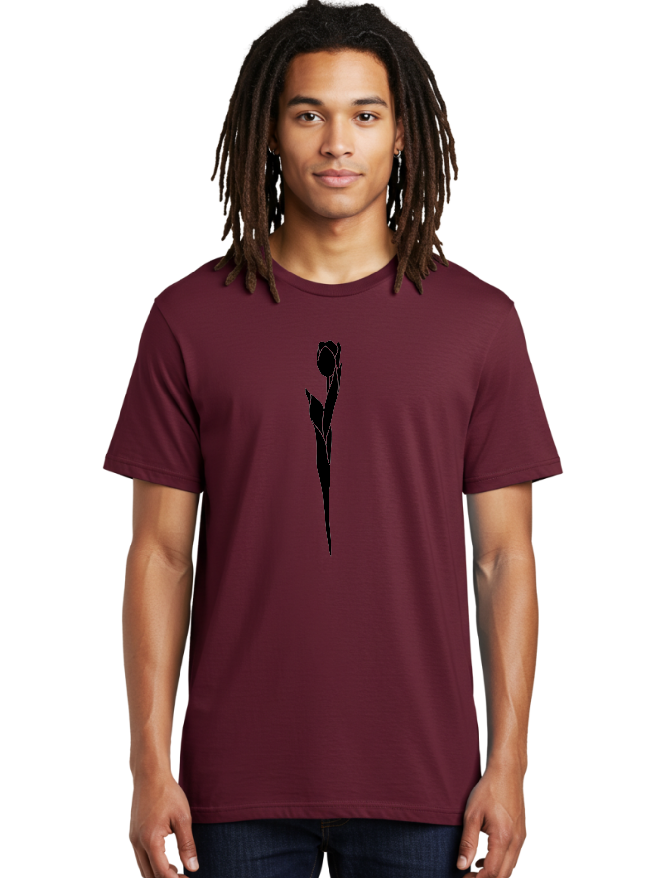 Rose-Silhouette-1 Men'S Graphic Tee, 100% Cotton, Comfortable Casual Summer Wear, Machine Washable, Rose Silhouette, Minimalist Design, Simple Graphics, Floral Illustration, Elegant Style, Modern Artwork, Vector Graphics Aac233