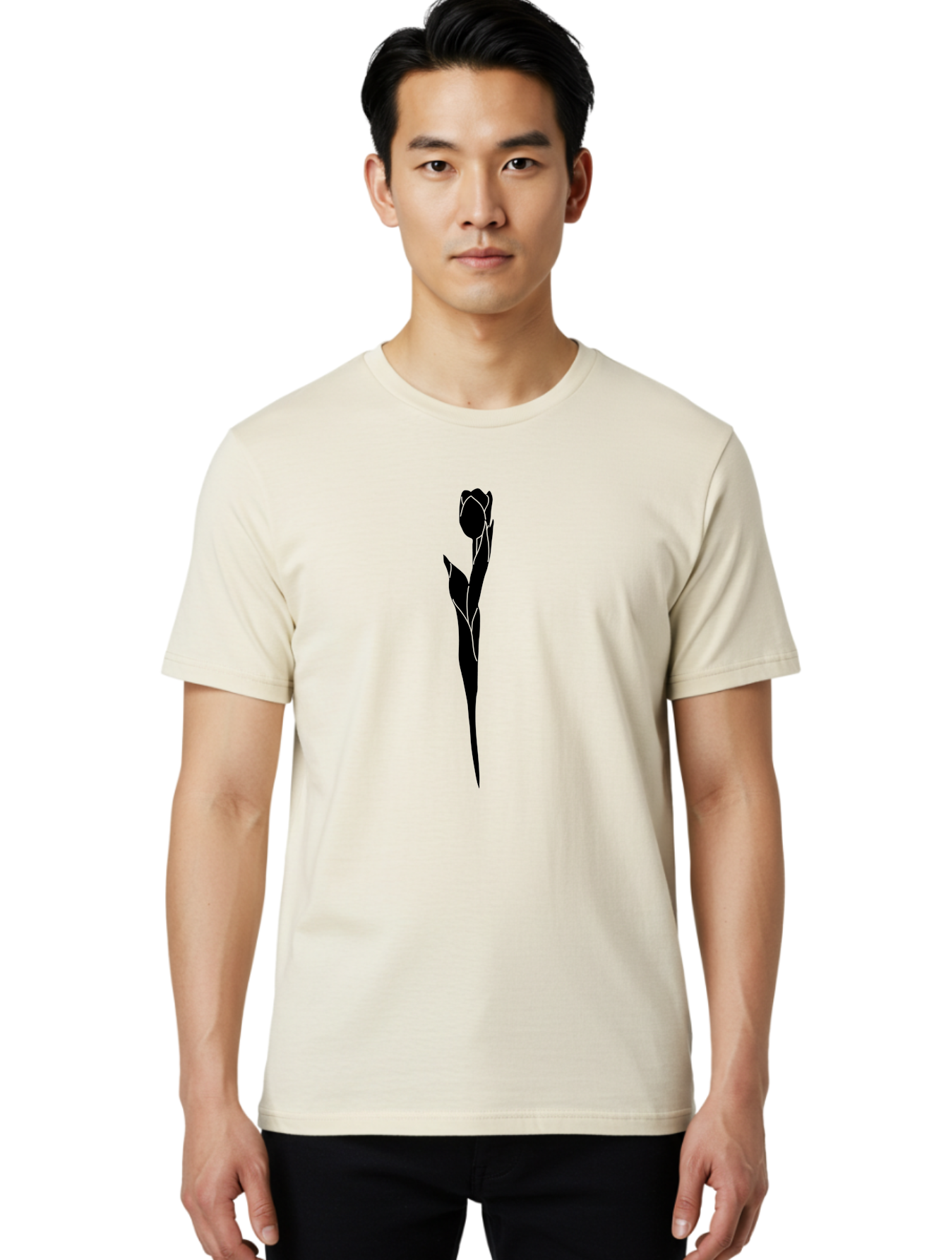 Rose-Silhouette-1 Men'S Graphic Tee, 100% Cotton, Comfortable Casual Summer Wear, Machine Washable, Rose Silhouette, Minimalist Design, Simple Graphics, Floral Illustration, Elegant Style, Modern Artwork, Vector Graphics Aac233