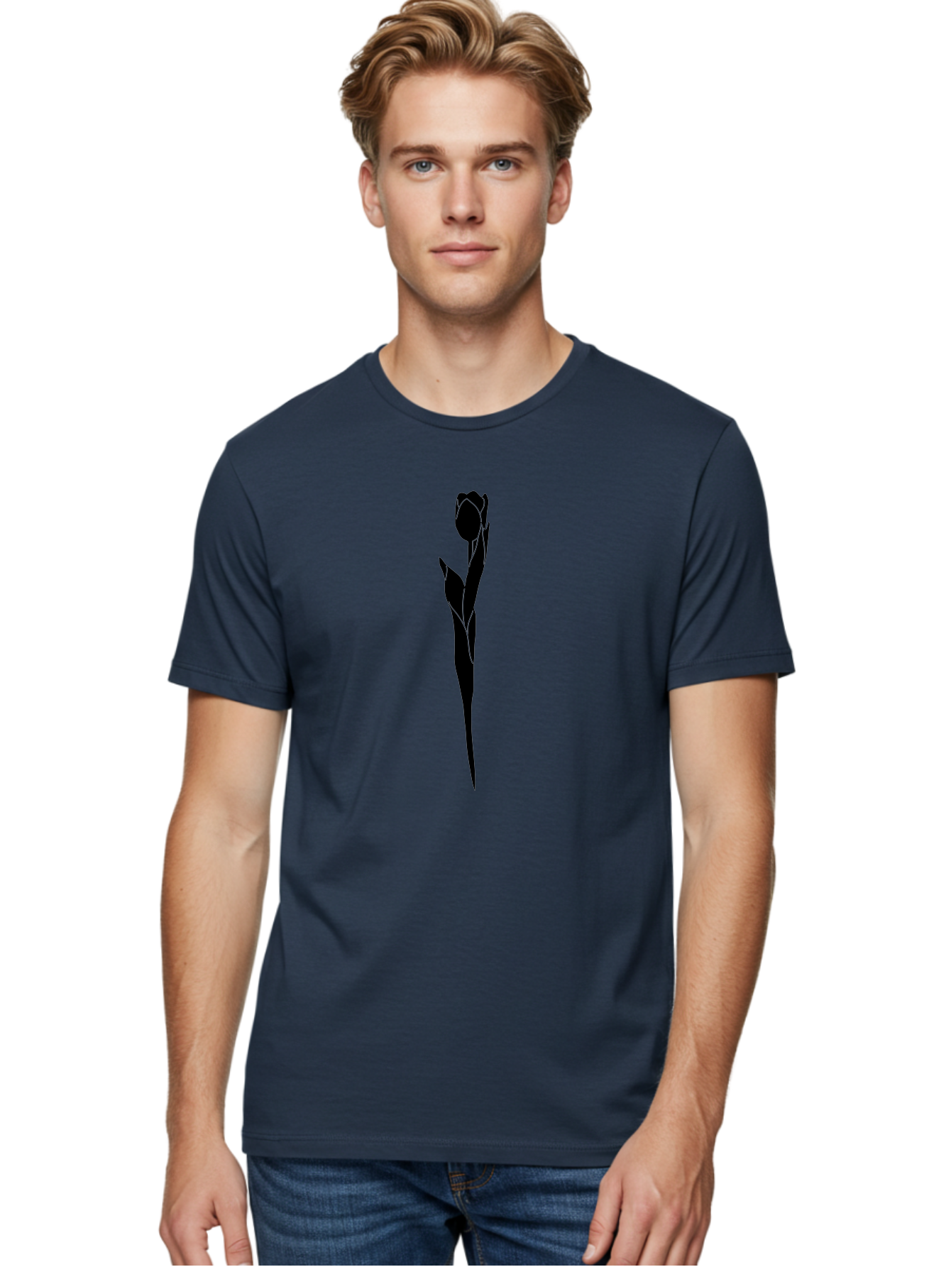 Rose-Silhouette-1 Men'S Graphic Tee, 100% Cotton, Comfortable Casual Summer Wear, Machine Washable, Rose Silhouette, Minimalist Design, Simple Graphics, Floral Illustration, Elegant Style, Modern Artwork, Vector Graphics Aac233