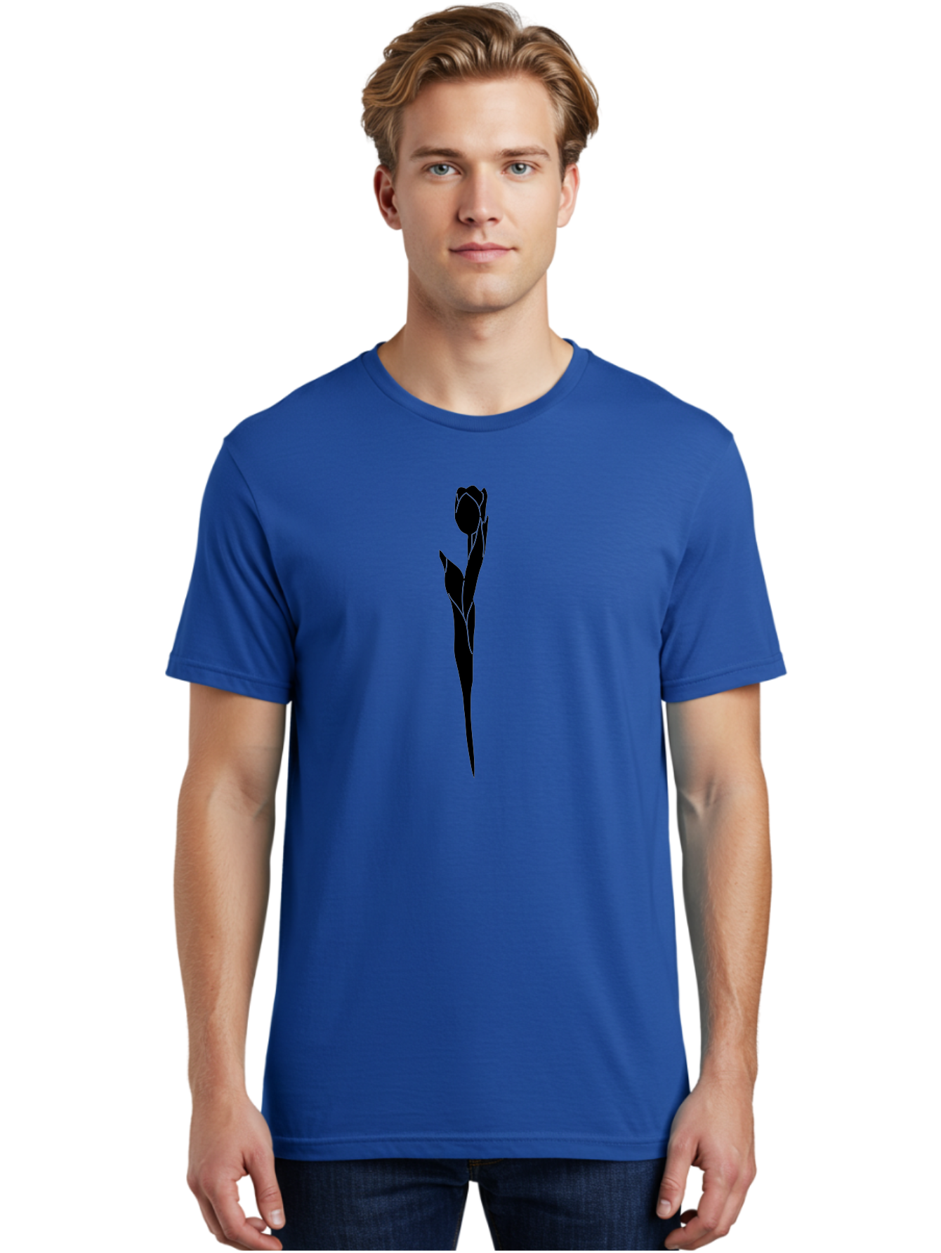 Rose-Silhouette-1 Men'S Graphic Tee, 100% Cotton, Comfortable Casual Summer Wear, Machine Washable, Rose Silhouette, Minimalist Design, Simple Graphics, Floral Illustration, Elegant Style, Modern Artwork, Vector Graphics Aac233
