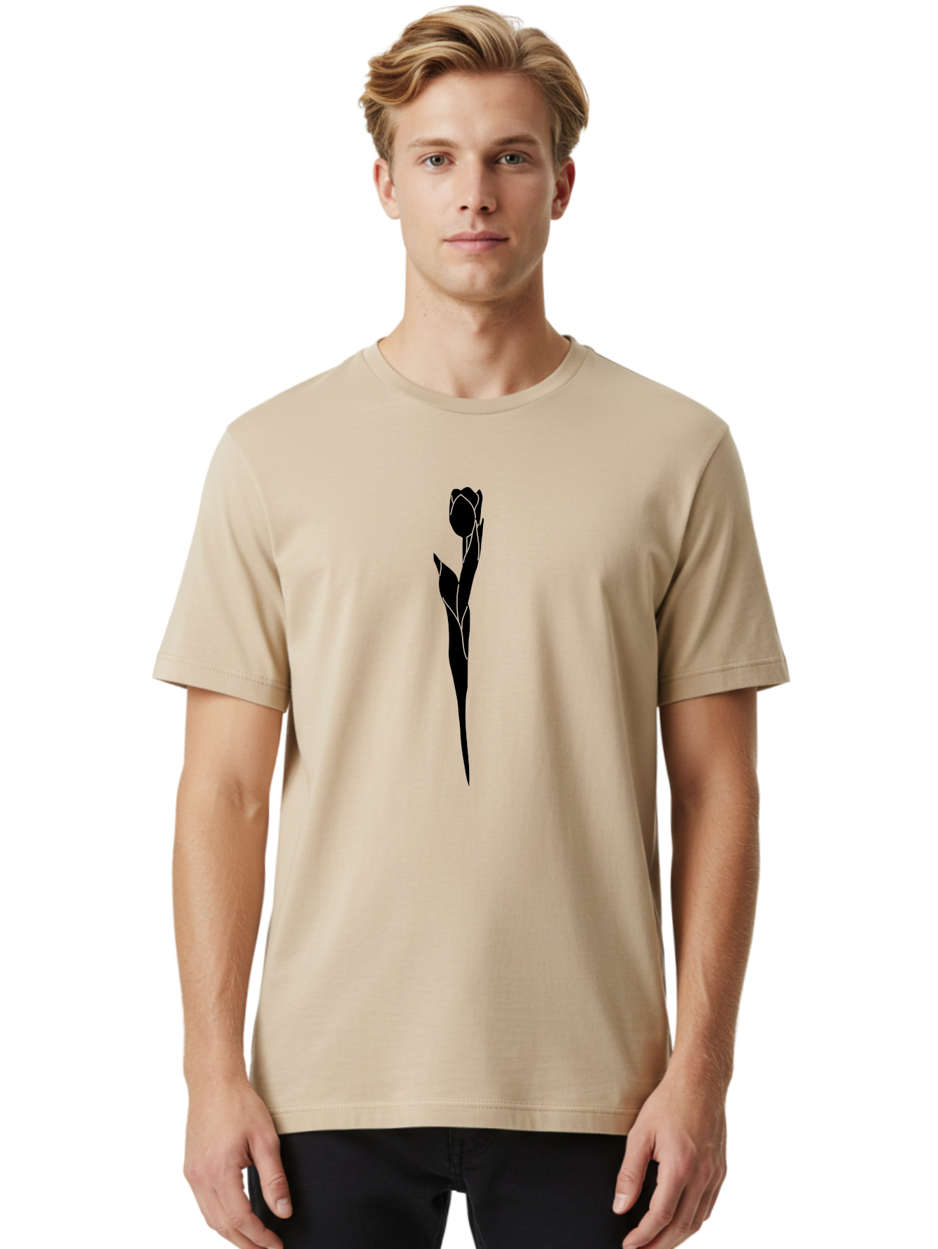 Rose-Silhouette-1 Men'S Graphic Tee, 100% Cotton, Comfortable Casual Summer Wear, Machine Washable, Rose Silhouette, Minimalist Design, Simple Graphics, Floral Illustration, Elegant Style, Modern Artwork, Vector Graphics Aac233