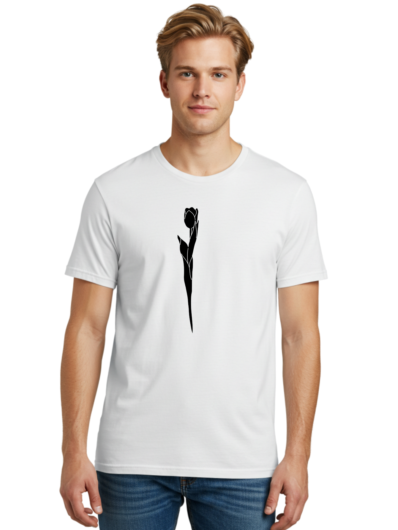 Rose-Silhouette-1 Men'S Graphic Tee, 100% Cotton, Comfortable Casual Summer Wear, Machine Washable, Rose Silhouette, Minimalist Design, Simple Graphics, Floral Illustration, Elegant Style, Modern Artwork, Vector Graphics Aac233