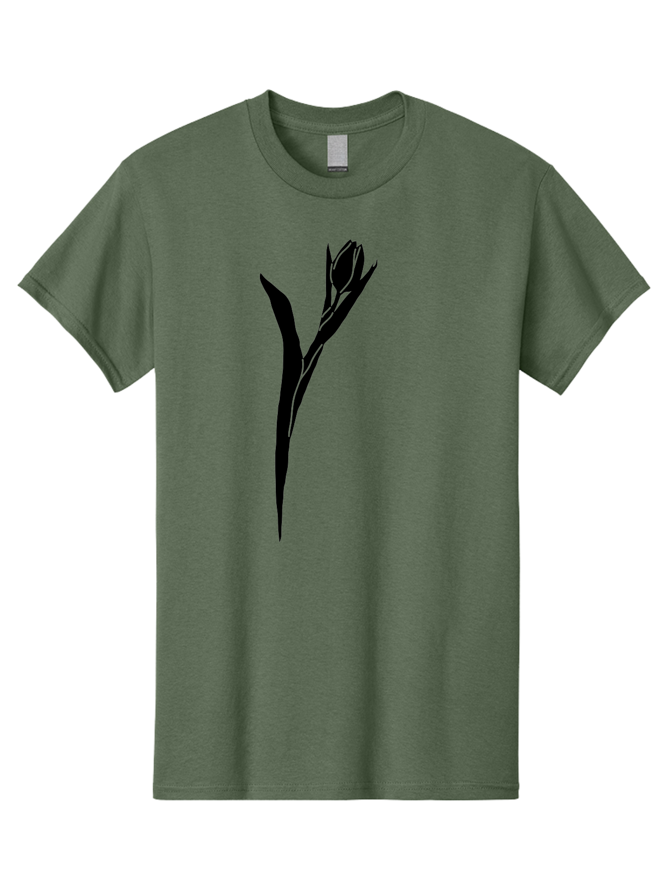 Rose-Silhouette Men'S Graphic Tee, 100% Cotton, Comfortable Casual Summer Wear, Machine Washable, Simple Rose Silhouette, Minimalist Design, Black Rose, Green Background, Monochrome Artwork, Elegant Graphics, Floral Symbol Aac234