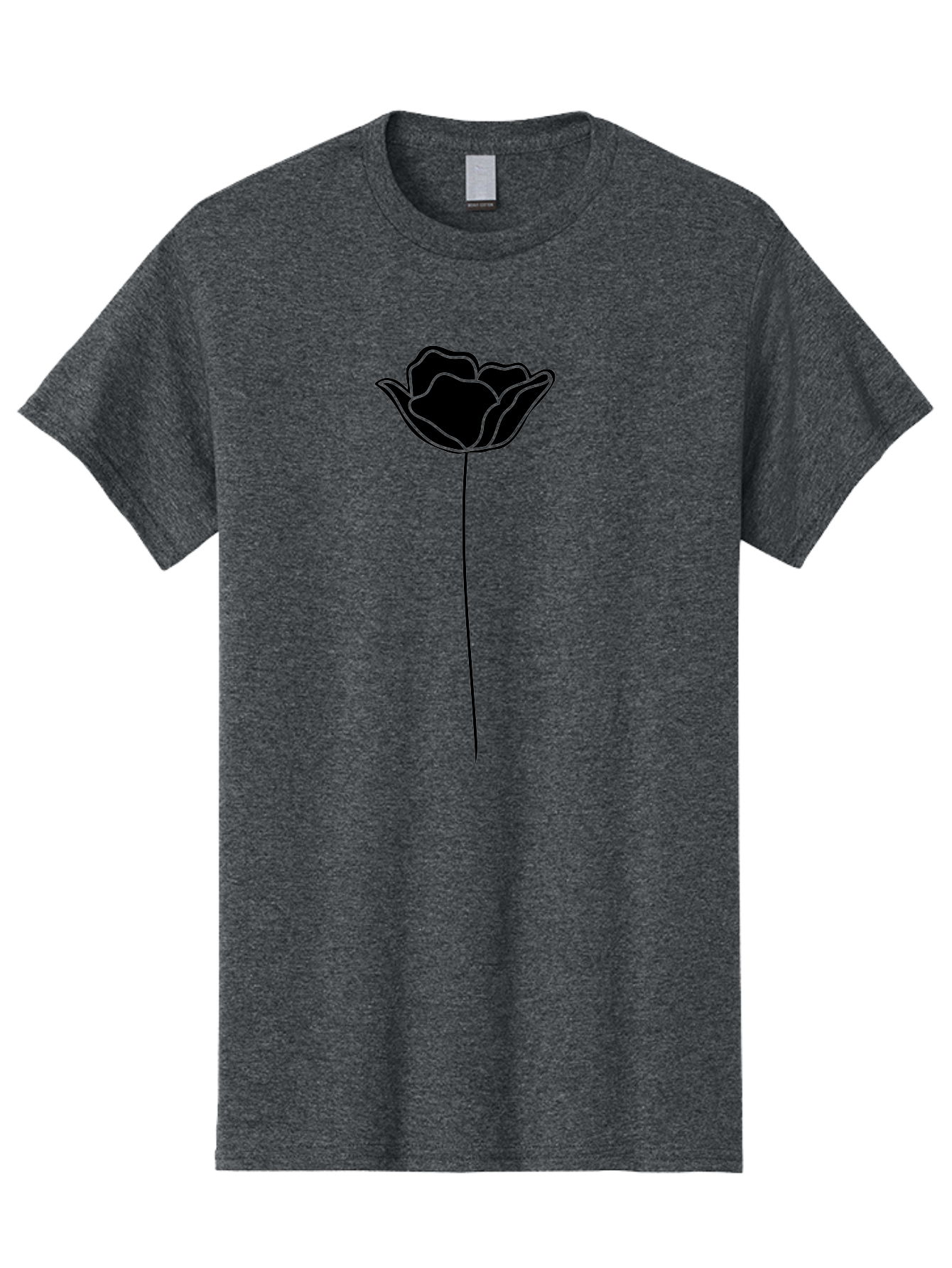 Rose Men'S Graphic Tee, 100% Cotton, Comfortable Casual Summer Wear, Machine Washable, Black Rose, Minimalist Design, Simple Illustration, Flower Symbol, Elegant Graphics, Modern Art, Rose Silhouette, Floral Icon Aac235