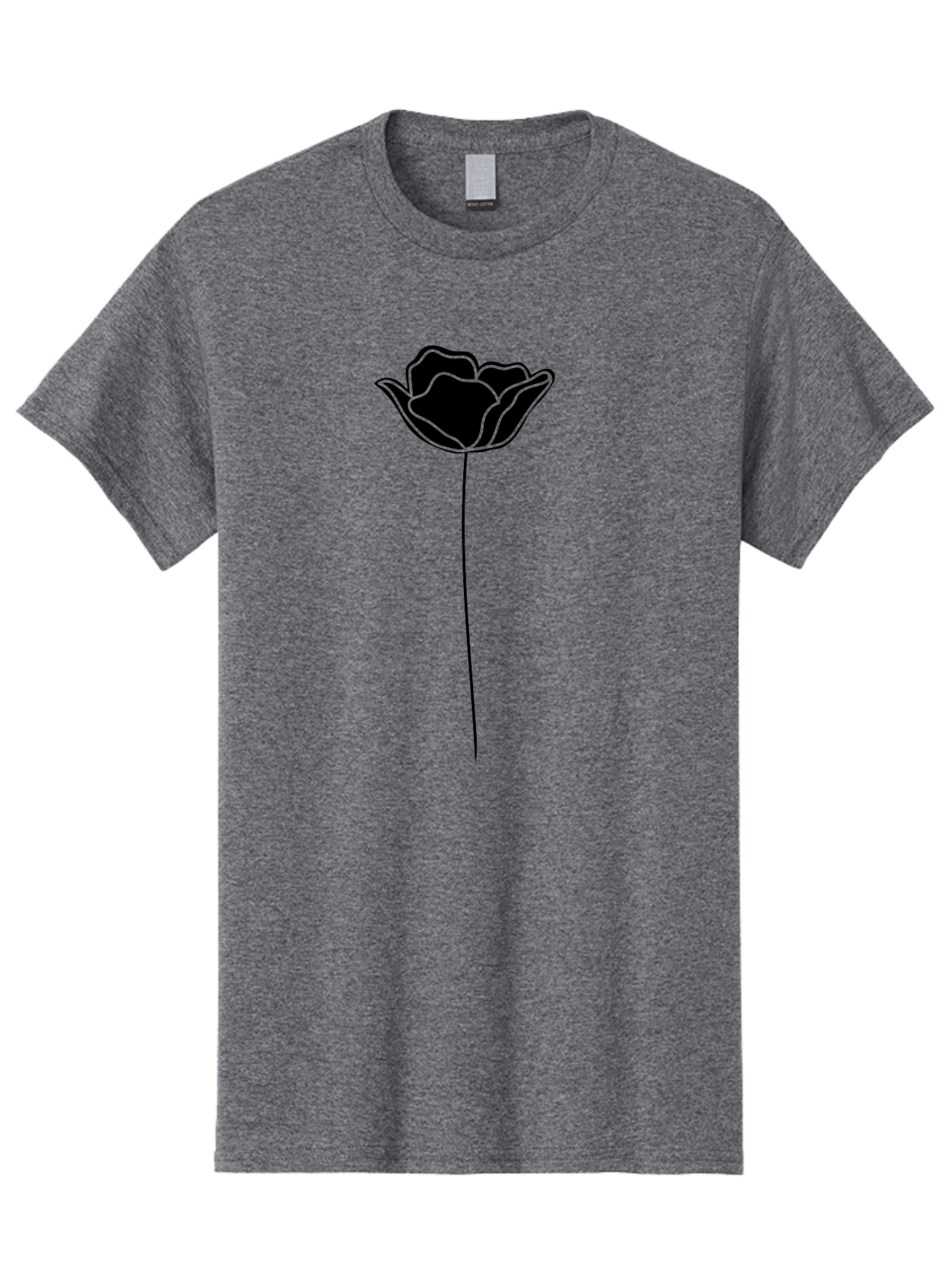 Rose Men'S Graphic Tee, 100% Cotton, Comfortable Casual Summer Wear, Machine Washable, Black Rose, Minimalist Design, Simple Illustration, Flower Symbol, Elegant Graphics, Modern Art, Rose Silhouette, Floral Icon Aac235