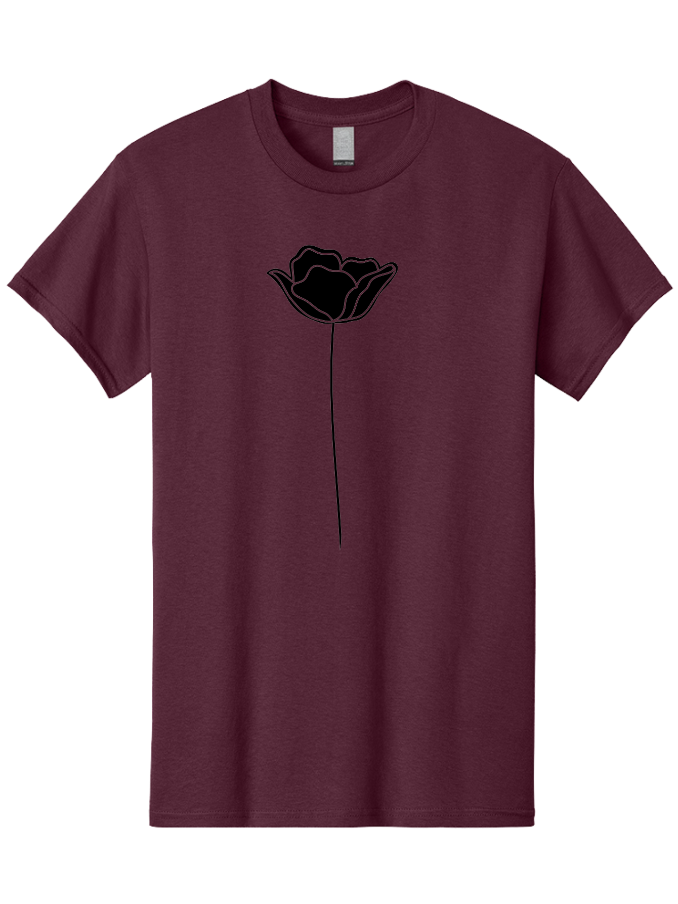 Rose Men'S Graphic Tee, 100% Cotton, Comfortable Casual Summer Wear, Machine Washable, Black Rose, Minimalist Design, Simple Illustration, Flower Symbol, Elegant Graphics, Modern Art, Rose Silhouette, Floral Icon Aac235