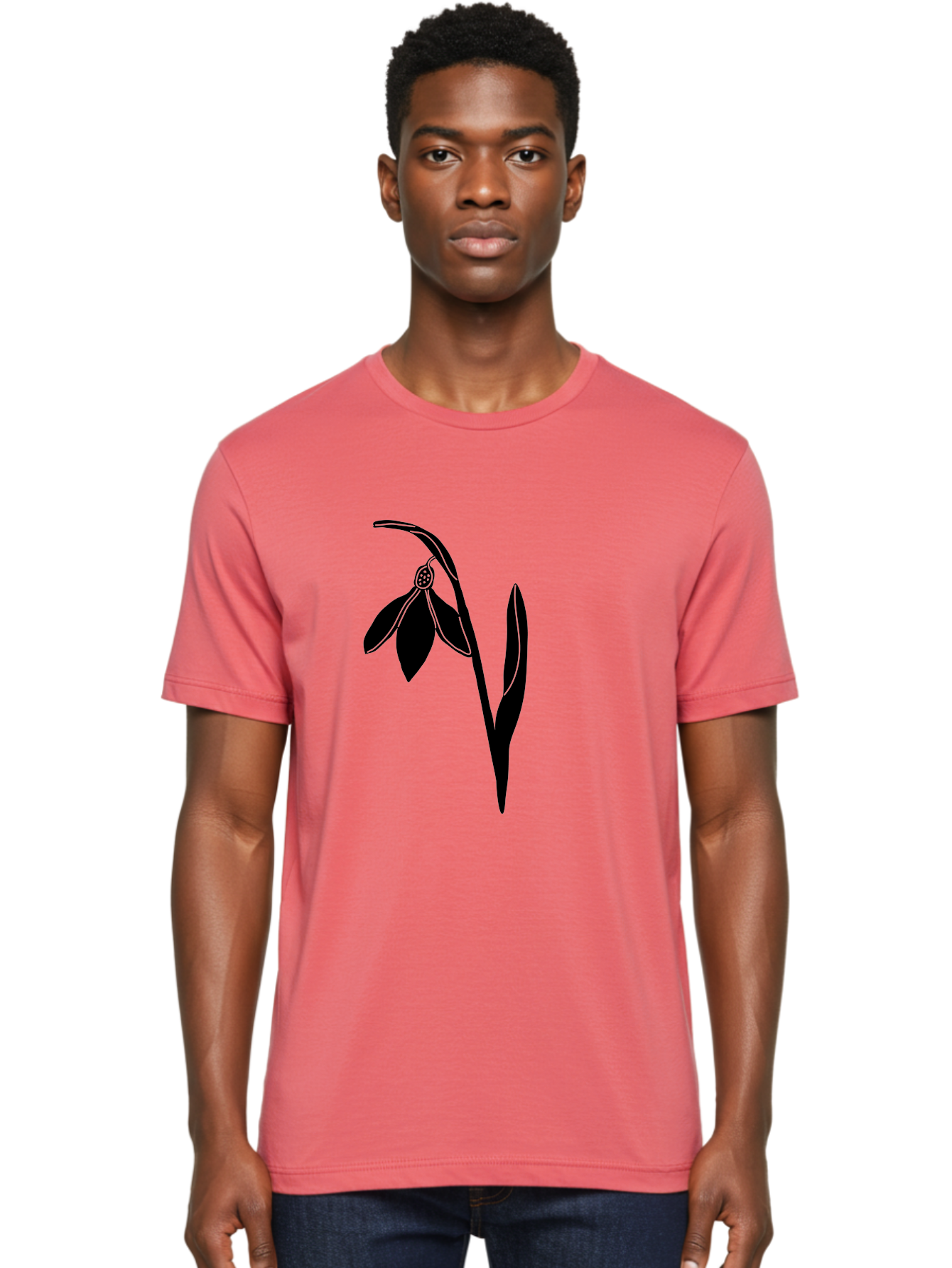 Snowdrop-1 Men'S Graphic Tee, 100% Cotton, Comfortable Casual Summer Wear, Machine Washable, Snowdrop Flower, Floral Illustration, Botanical Art, Simple Design, Elegant Lines, Delicate Petals, Minimalist Style, Symbolic Flower, Winter Blooms Aac236