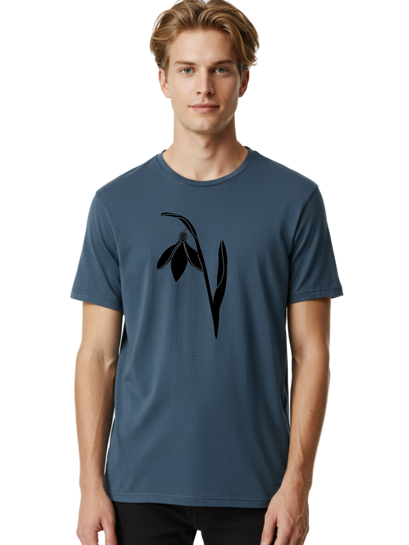 Snowdrop-1 Men'S Graphic Tee, 100% Cotton, Comfortable Casual Summer Wear, Machine Washable, Snowdrop Flower, Floral Illustration, Botanical Art, Simple Design, Elegant Lines, Delicate Petals, Minimalist Style, Symbolic Flower, Winter Blooms Aac236