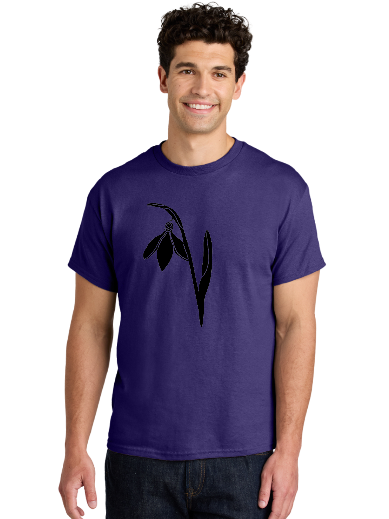 Snowdrop-1 Men'S Graphic Tee, 100% Cotton, Comfortable Casual Summer Wear, Machine Washable, Snowdrop Flower, Floral Illustration, Botanical Art, Simple Design, Elegant Lines, Delicate Petals, Minimalist Style, Symbolic Flower, Winter Blooms Aac236