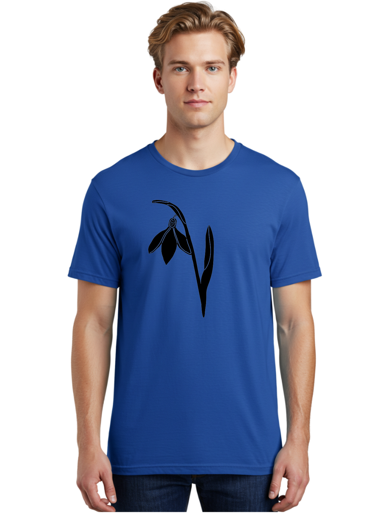 Snowdrop-1 Men'S Graphic Tee, 100% Cotton, Comfortable Casual Summer Wear, Machine Washable, Snowdrop Flower, Floral Illustration, Botanical Art, Simple Design, Elegant Lines, Delicate Petals, Minimalist Style, Symbolic Flower, Winter Blooms Aac236
