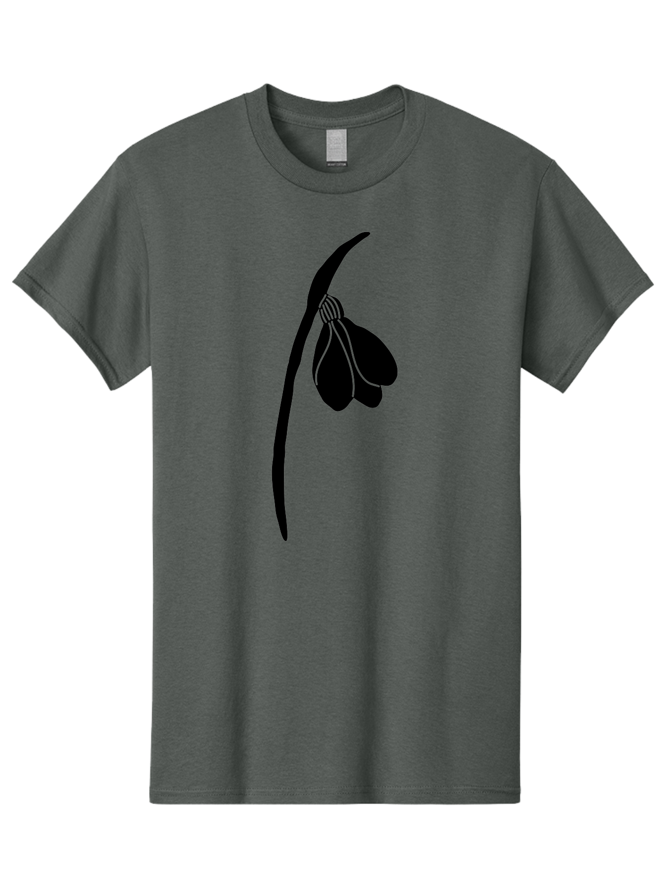 Snowdrop-Silhouette Men'S Graphic Tee, 100% Cotton, Comfortable Casual Summer Wear, Machine Washable, Snowdrop Flower, Minimalist Design, Simple Elegance, Black Silhouette, Floral Motif, Delicate Features, Subtle Lines, Flower Illustration Aac237