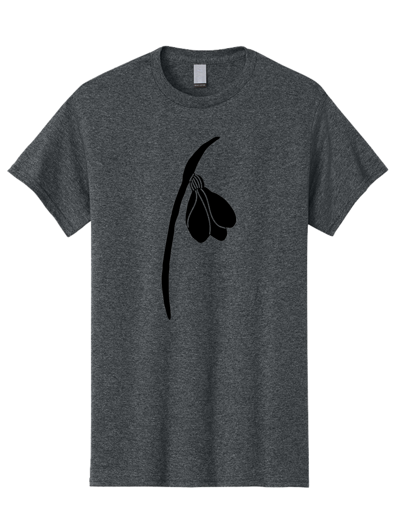 Snowdrop-Silhouette Men'S Graphic Tee, 100% Cotton, Comfortable Casual Summer Wear, Machine Washable, Snowdrop Flower, Minimalist Design, Simple Elegance, Black Silhouette, Floral Motif, Delicate Features, Subtle Lines, Flower Illustration Aac237