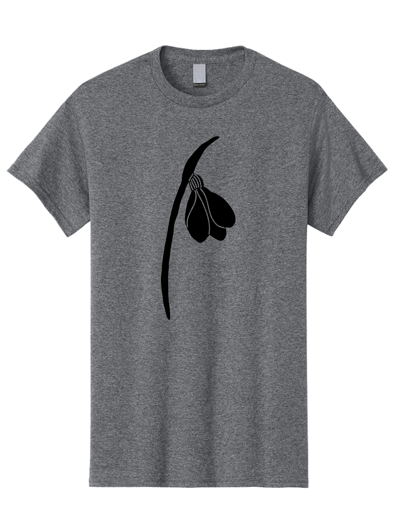 Snowdrop-Silhouette Men'S Graphic Tee, 100% Cotton, Comfortable Casual Summer Wear, Machine Washable, Snowdrop Flower, Minimalist Design, Simple Elegance, Black Silhouette, Floral Motif, Delicate Features, Subtle Lines, Flower Illustration Aac237