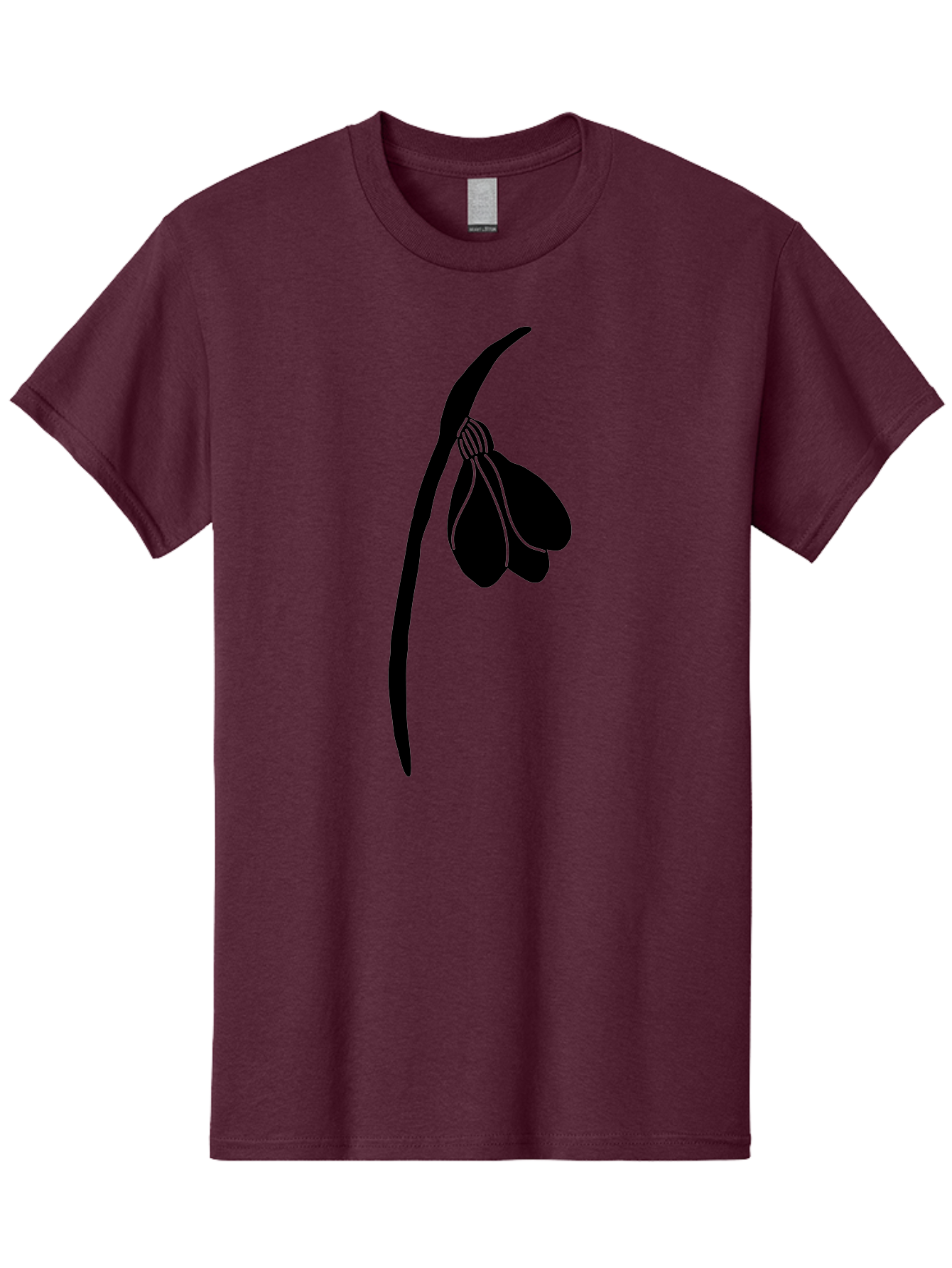 Snowdrop-Silhouette Men'S Graphic Tee, 100% Cotton, Comfortable Casual Summer Wear, Machine Washable, Snowdrop Flower, Minimalist Design, Simple Elegance, Black Silhouette, Floral Motif, Delicate Features, Subtle Lines, Flower Illustration Aac237